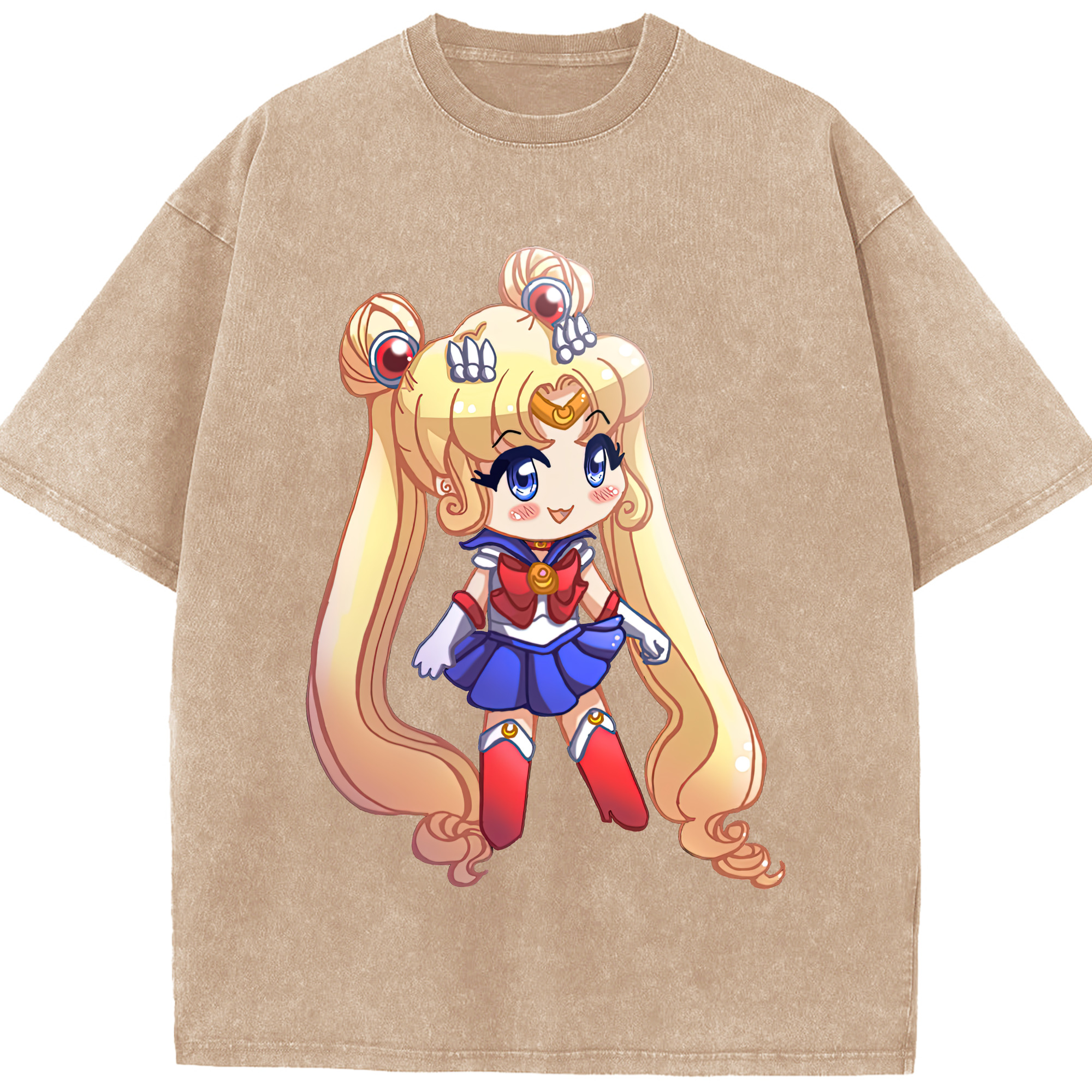 （画像用） 美少女戦士セーラームーン 月野 うさぎ つきの うさぎ Sailor Moon Tsukino Usagi 綿100% ヴィンテージ風 半袖Tシャツ（フロントプリント）
