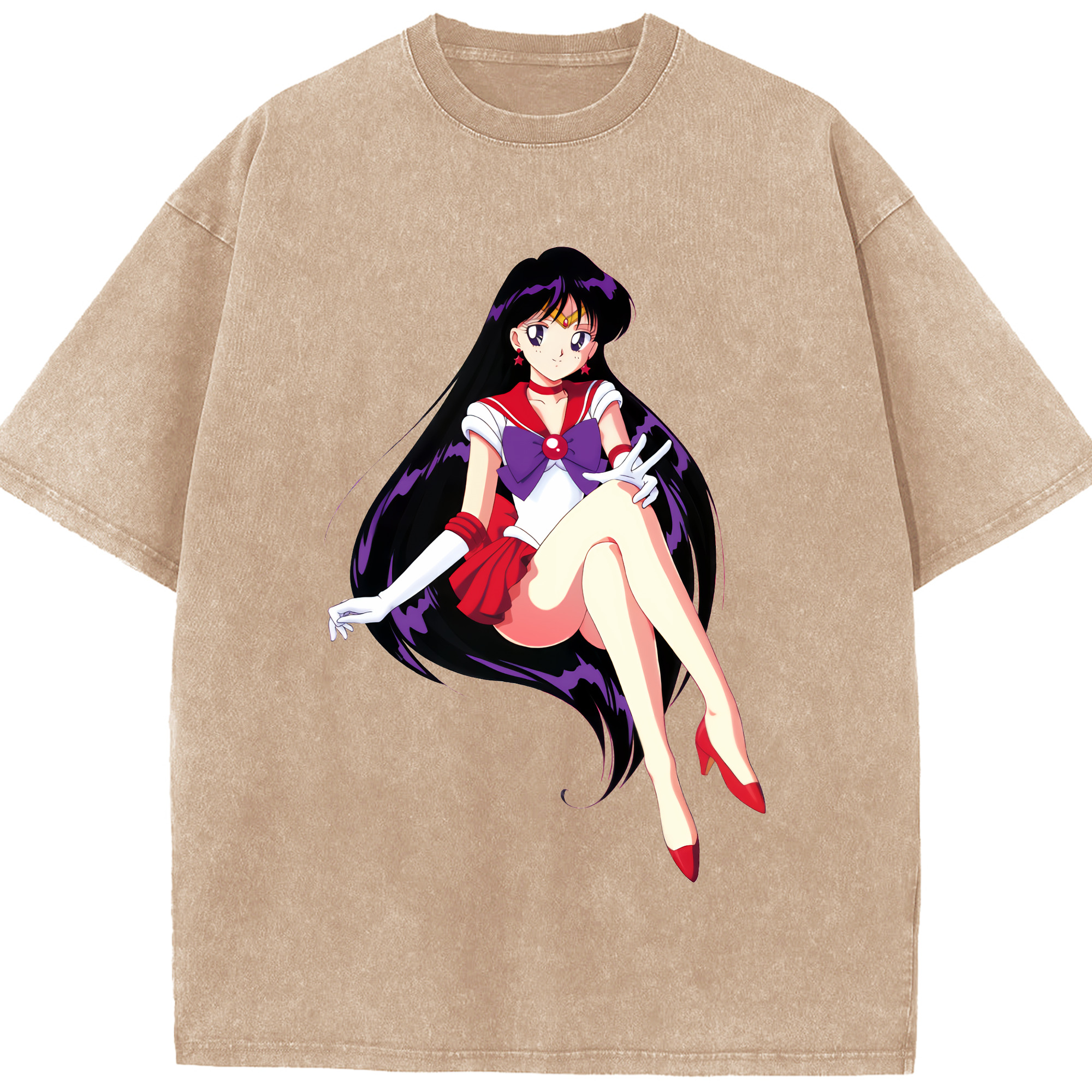 （画像用） 美少女戦士セーラームーン 火野レイ ひの レイ Sailor Moon Hino Rei （セーラーマーズ,Sailor Mars） 綿100% ヴィンテージ風 半袖Tシャツ（フロントプリント）