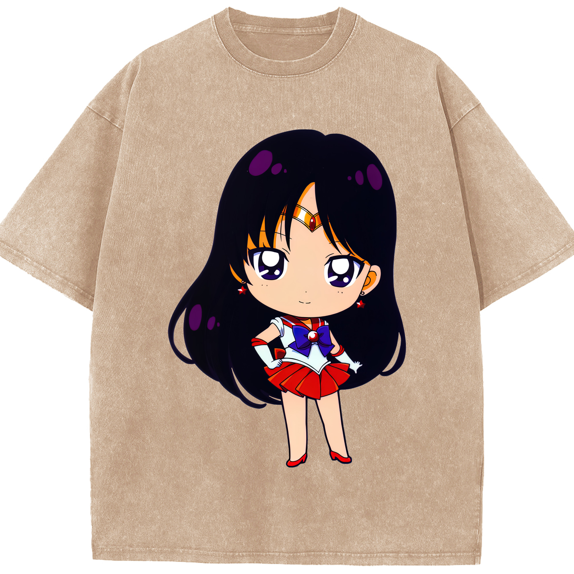 （画像用） 美少女戦士セーラームーン 火野レイ ひの レイ Sailor Moon Hino Rei （セーラーマーズ,Sailor Mars） 綿100% ヴィンテージ風 半袖Tシャツ（フロントプリント）