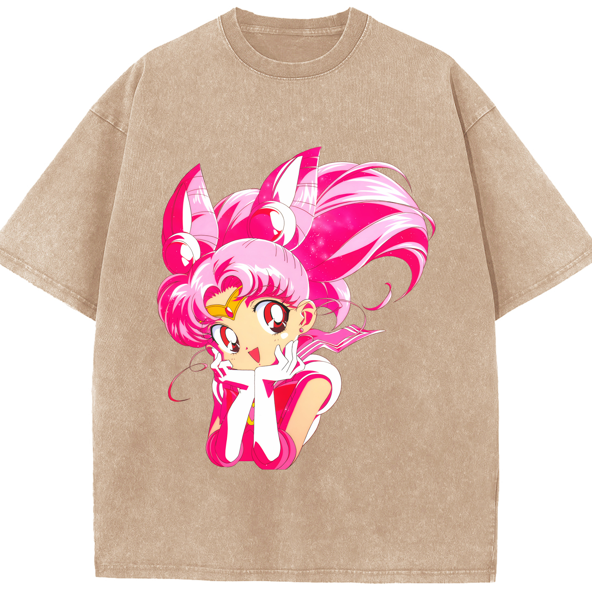 （画像用） 美少女戦士セーラームーン ちびうさ Sailor Moon Chibiusa Tsukino Usagi Small Lady Serenity 綿100% ヴィンテージ風 半袖Tシャツ（フロントプリント）