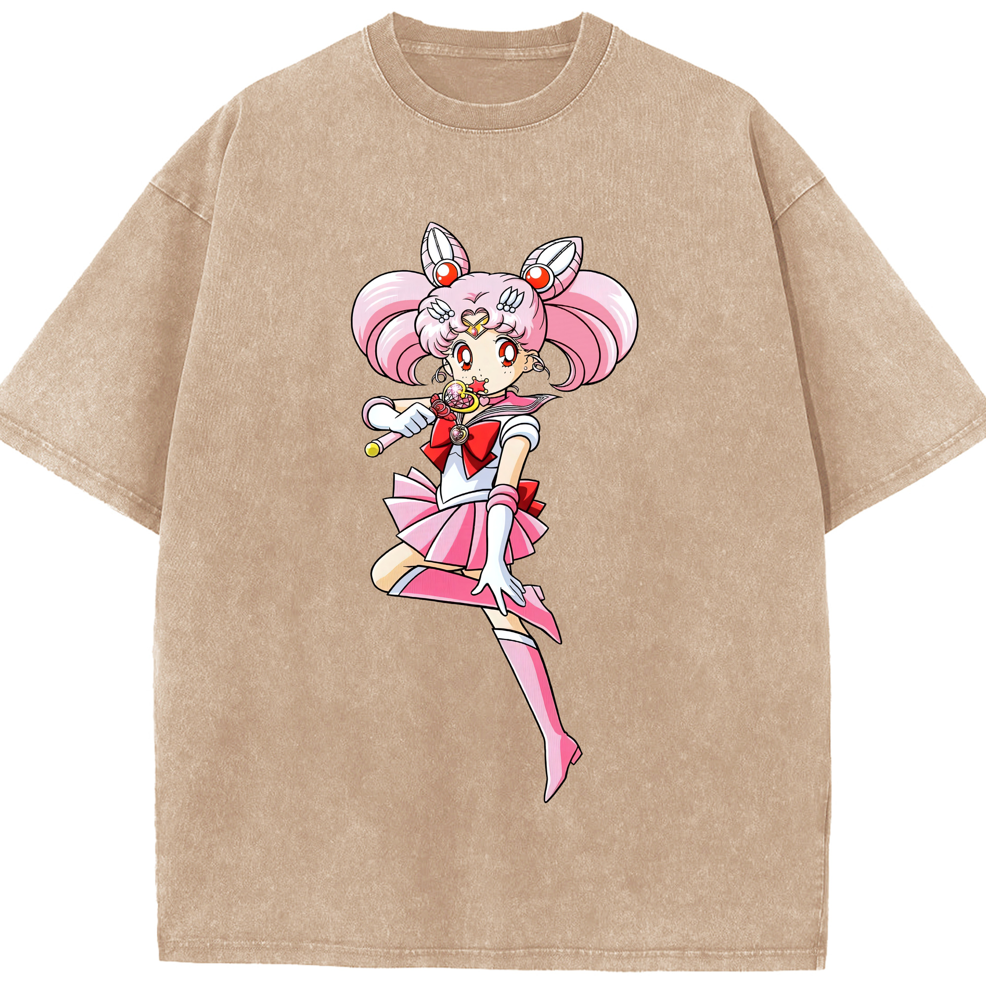 （画像用） 美少女戦士セーラームーン ちびうさ Sailor Moon Chibiusa Tsukino Usagi Small Lady Serenity 綿100% ヴィンテージ風 半袖Tシャツ（フロントプリント）