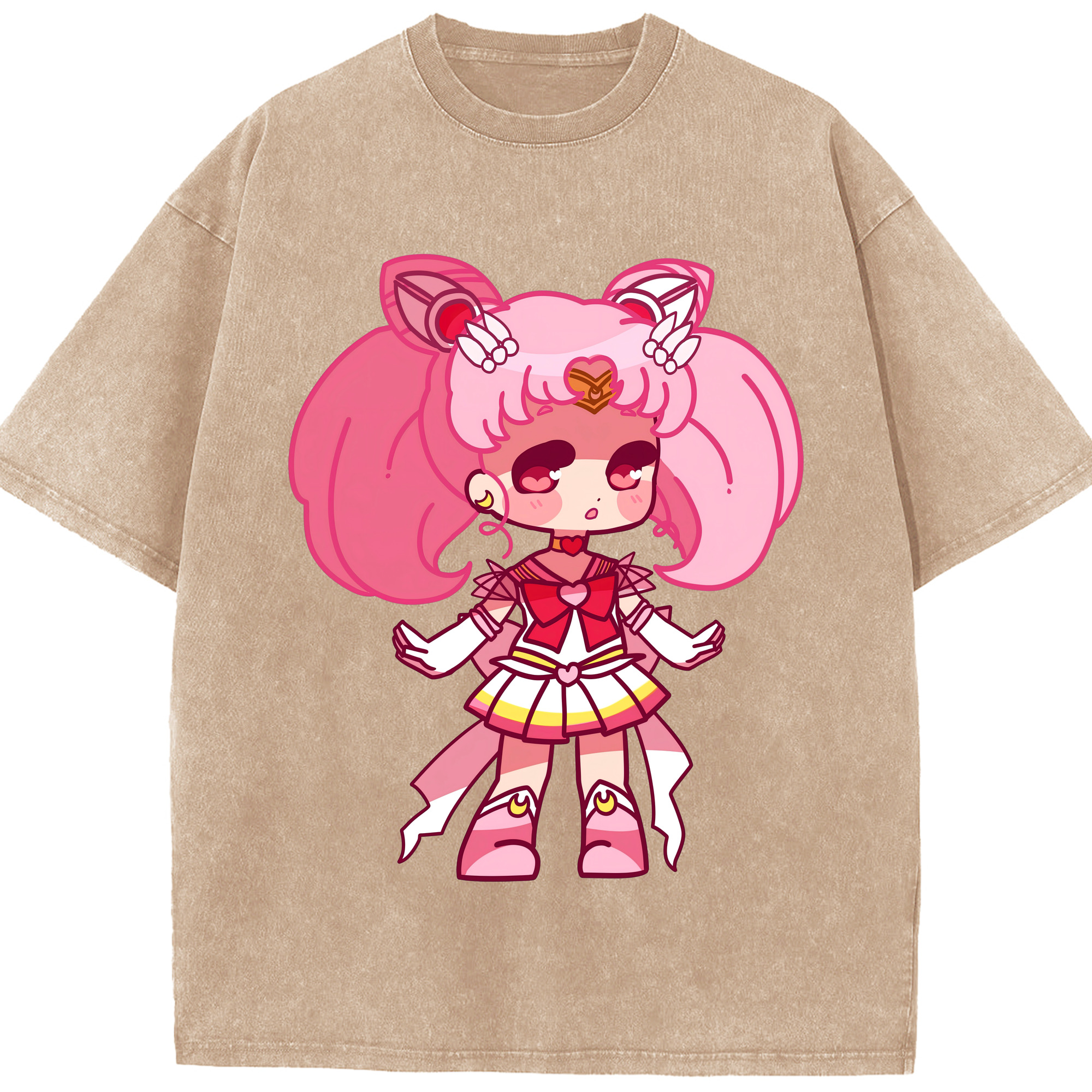 （画像用） 美少女戦士セーラームーン ちびうさ Sailor Moon Chibiusa Tsukino Usagi Small Lady Serenity 綿100% ヴィンテージ風 半袖Tシャツ（フロントプリント）