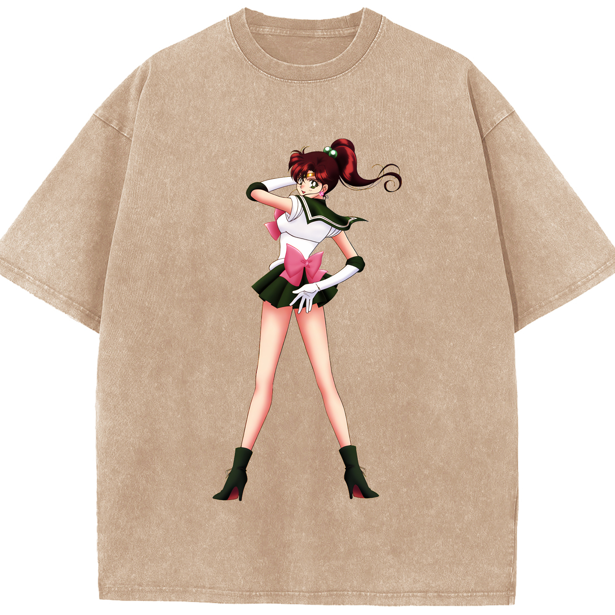 （画像用） 美少女戦士セーラームーン 木野 まこと きの まこと Sailor Moon Kino Makoto （セーラージュピター；Sailor Jupiter） 綿100% ヴィンテージ風 半袖Tシャツ（フロントプリント）