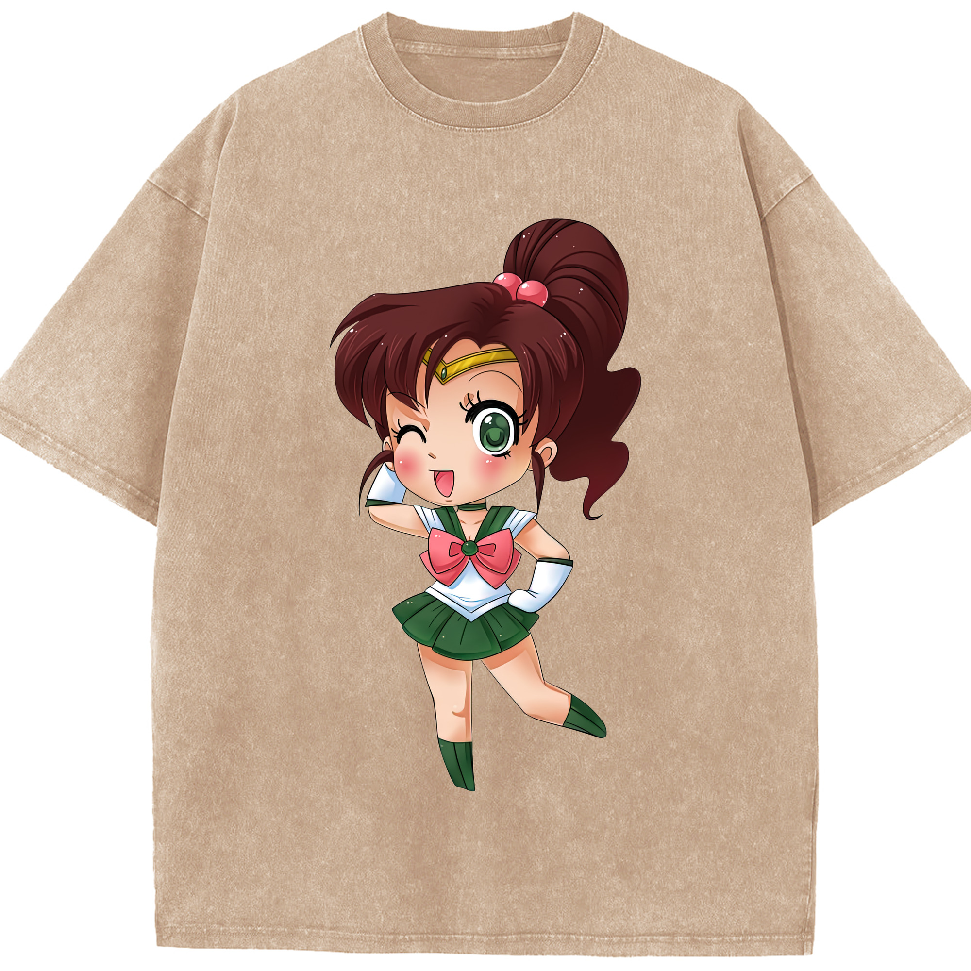 （画像用） 美少女戦士セーラームーン 木野 まこと きの まこと Sailor Moon Kino Makoto （セーラージュピター；Sailor Jupiter） 綿100% ヴィンテージ風 半袖Tシャツ（フロントプリント）