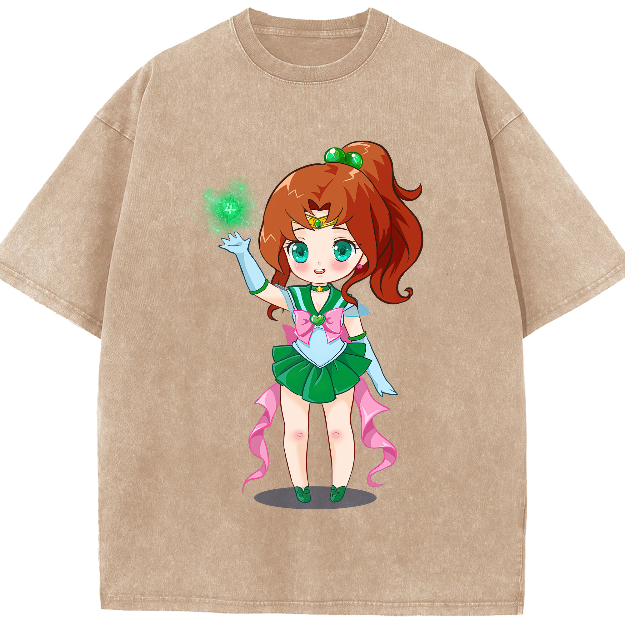 （画像用） 美少女戦士セーラームーン 木野 まこと きの まこと Sailor Moon Kino Makoto （セーラージュピター；Sailor Jupiter） 綿100% ヴィンテージ風 半袖Tシャツ（フロントプリント）