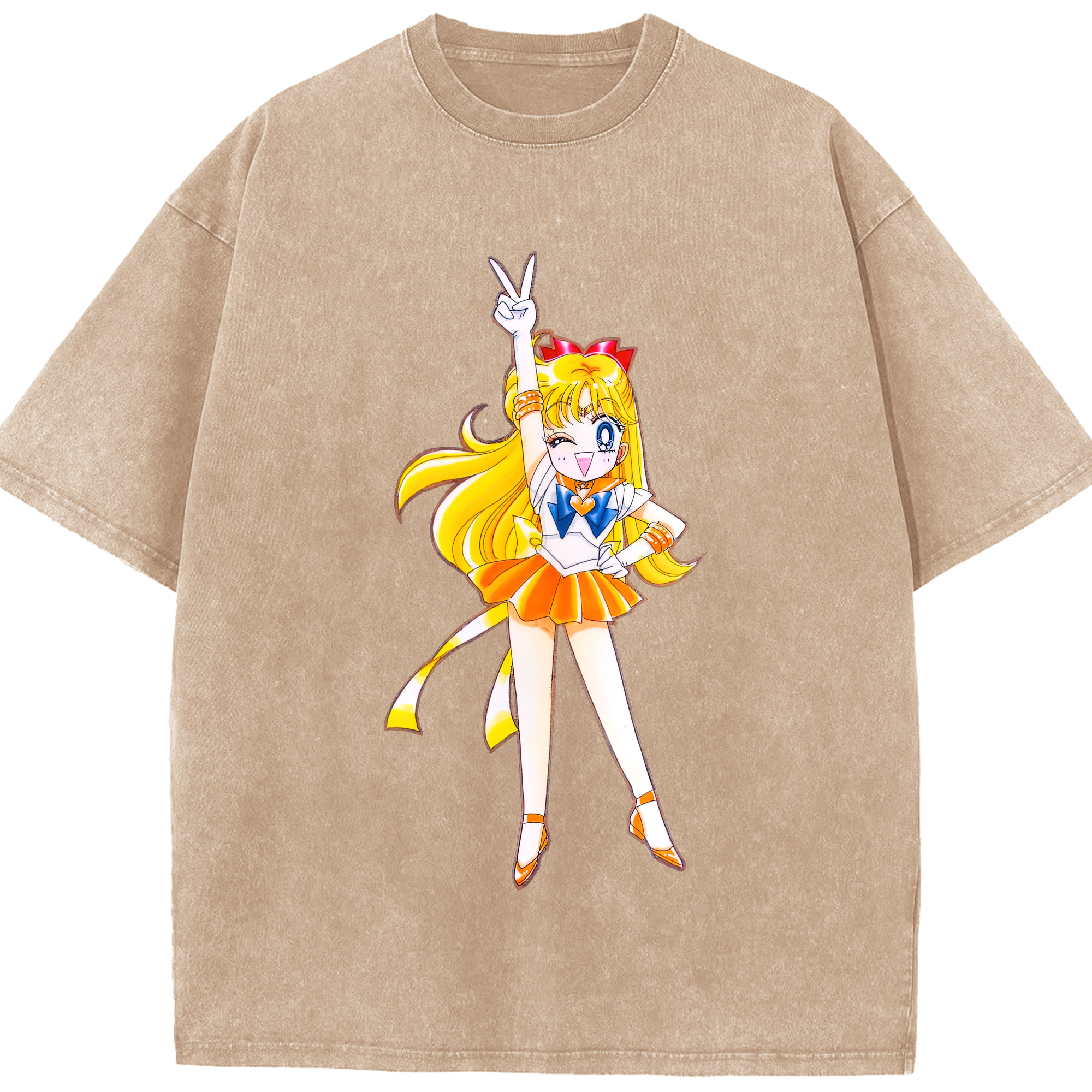 （画像用） 美少女戦士セーラームーン 愛野 美奈子 あいの みなこ Sailor Moon Aino Minako 綿100% ヴィンテージ風 半袖Tシャツ（フロントプリント）