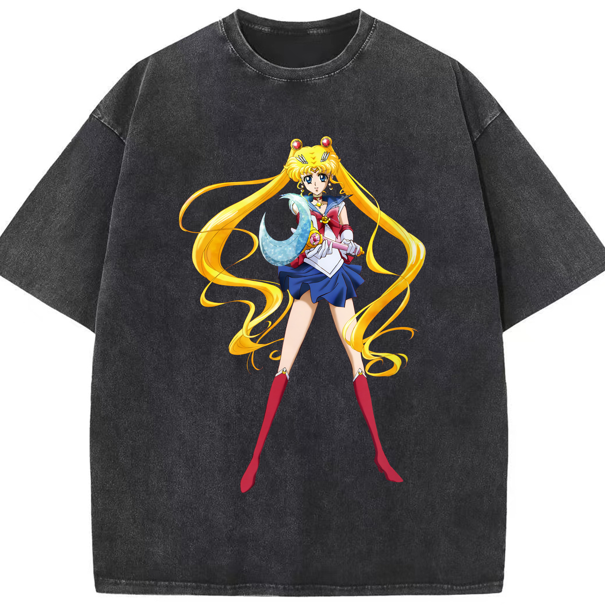 （画像用） 美少女戦士セーラームーン 月野 うさぎ つきの うさぎ Sailor Moon Tsukino Usagi 綿100% ヴィンテージ風 半袖Tシャツ（フロントプリント）
