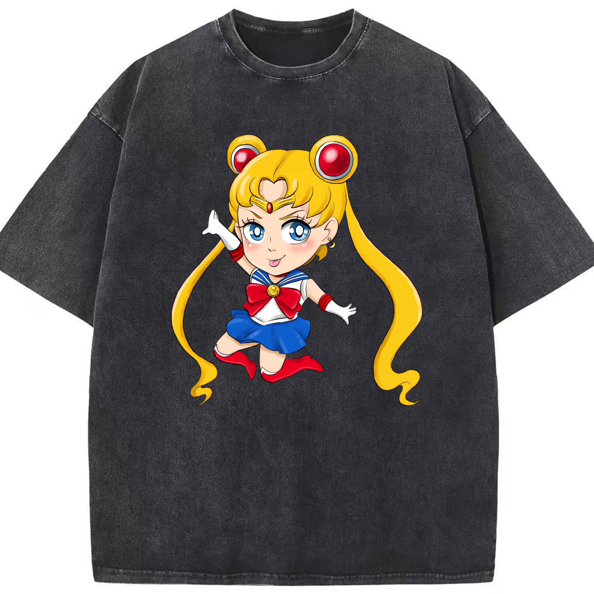 （画像用） 美少女戦士セーラームーン 月野 うさぎ つきの うさぎ Sailor Moon Tsukino Usagi 綿100% ヴィンテージ風 半袖Tシャツ（フロントプリント）