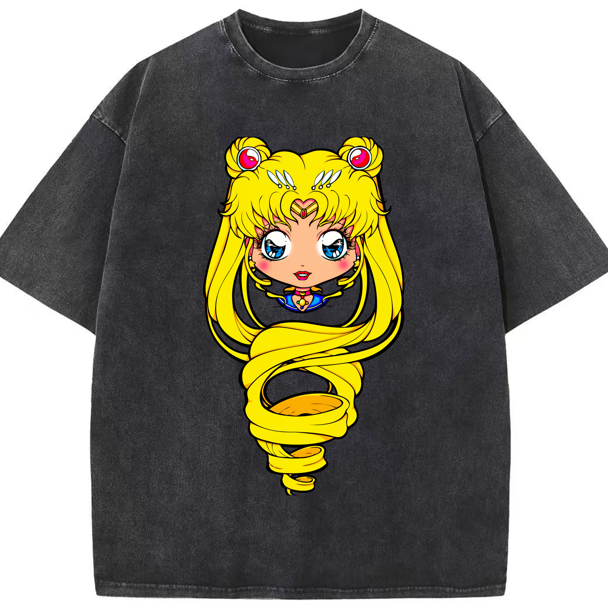 （画像用） 美少女戦士セーラームーン 月野 うさぎ つきの うさぎ Sailor Moon Tsukino Usagi 綿100% ヴィンテージ風 半袖Tシャツ（フロントプリント）