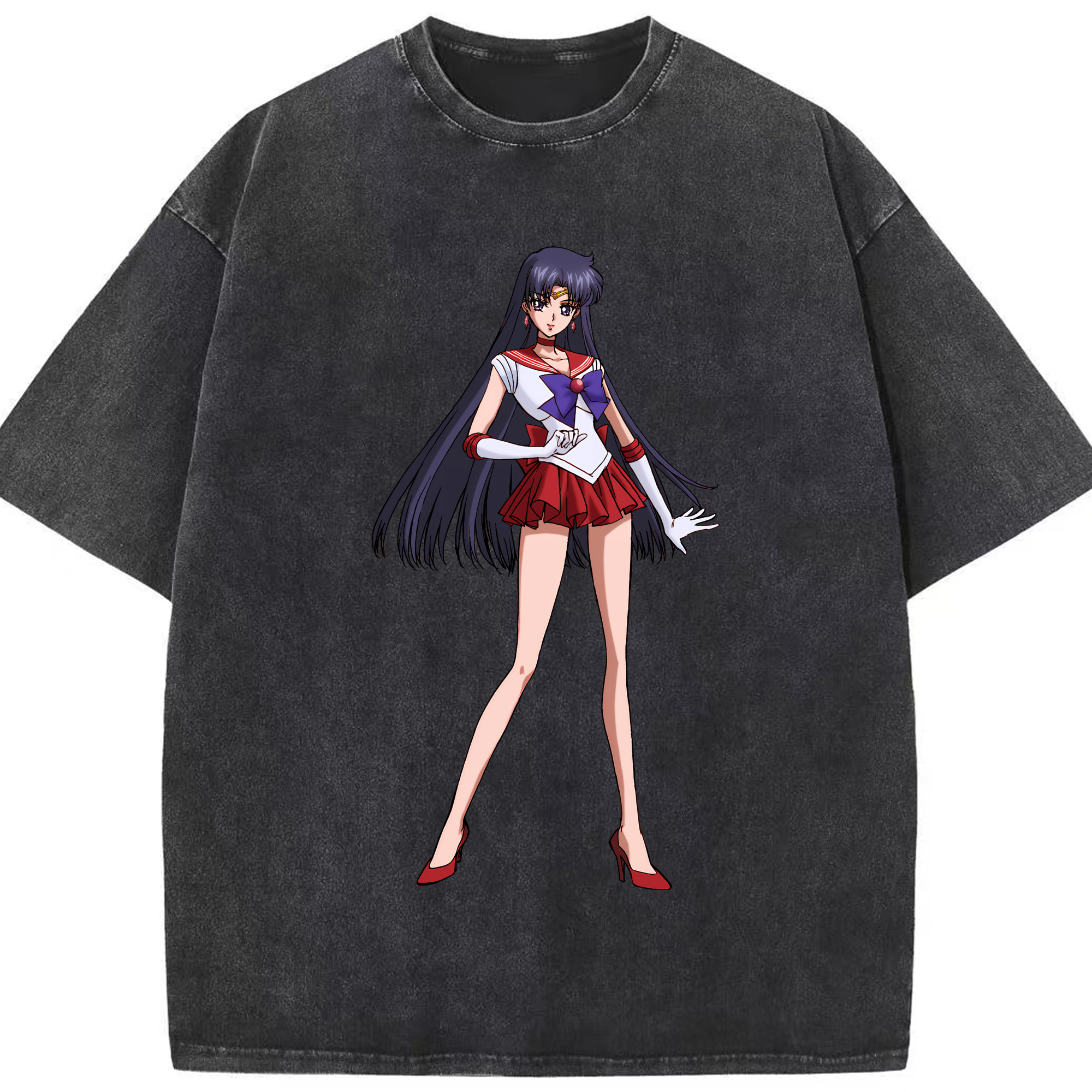 （画像用） 美少女戦士セーラームーン 火野レイ ひの レイ Sailor Moon Hino Rei （セーラーマーズ,Sailor Mars） 綿100% ヴィンテージ風 半袖Tシャツ（フロントプリント）