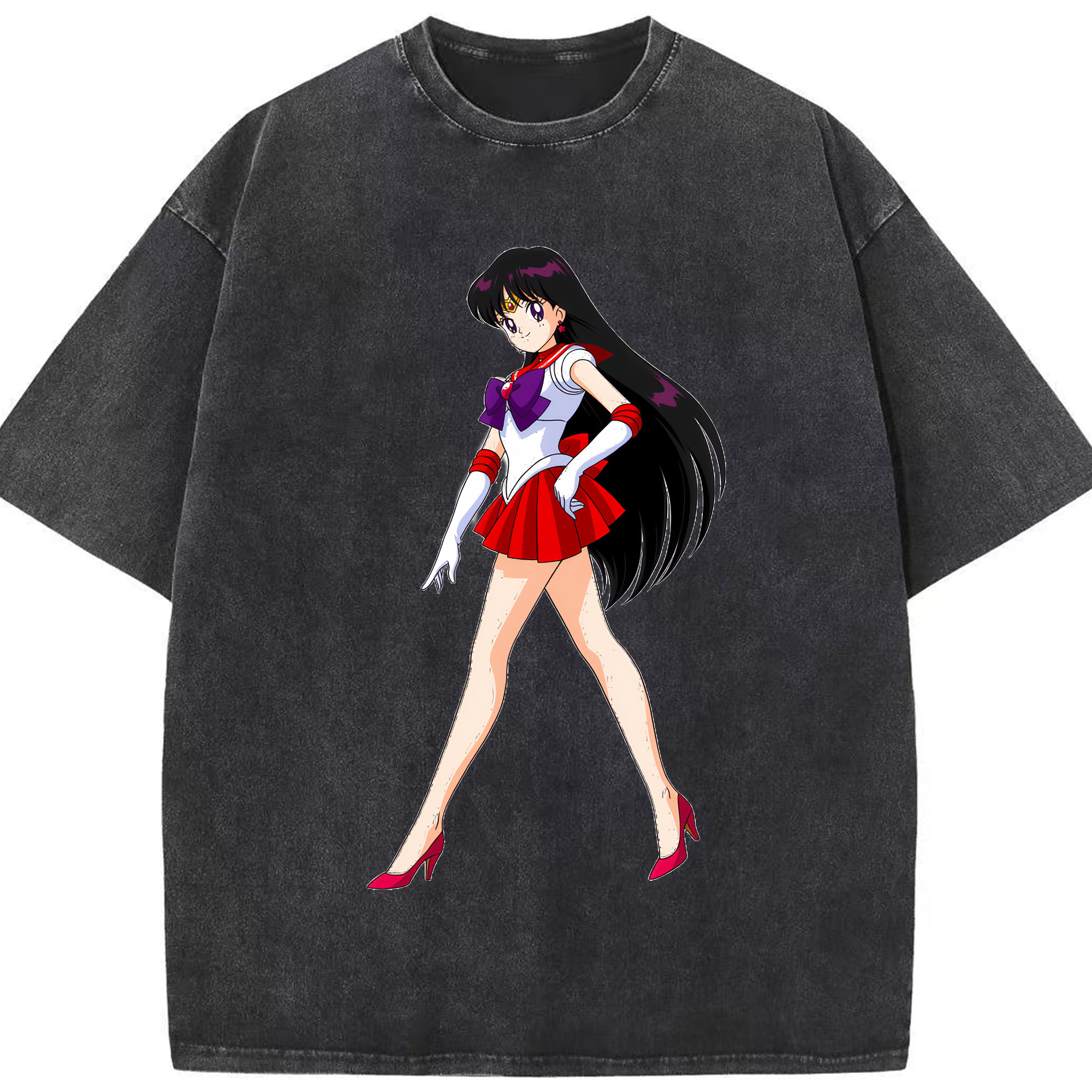 （画像用） 美少女戦士セーラームーン 火野レイ ひの レイ Sailor Moon Hino Rei （セーラーマーズ,Sailor Mars） 綿100% ヴィンテージ風 半袖Tシャツ（フロントプリント）