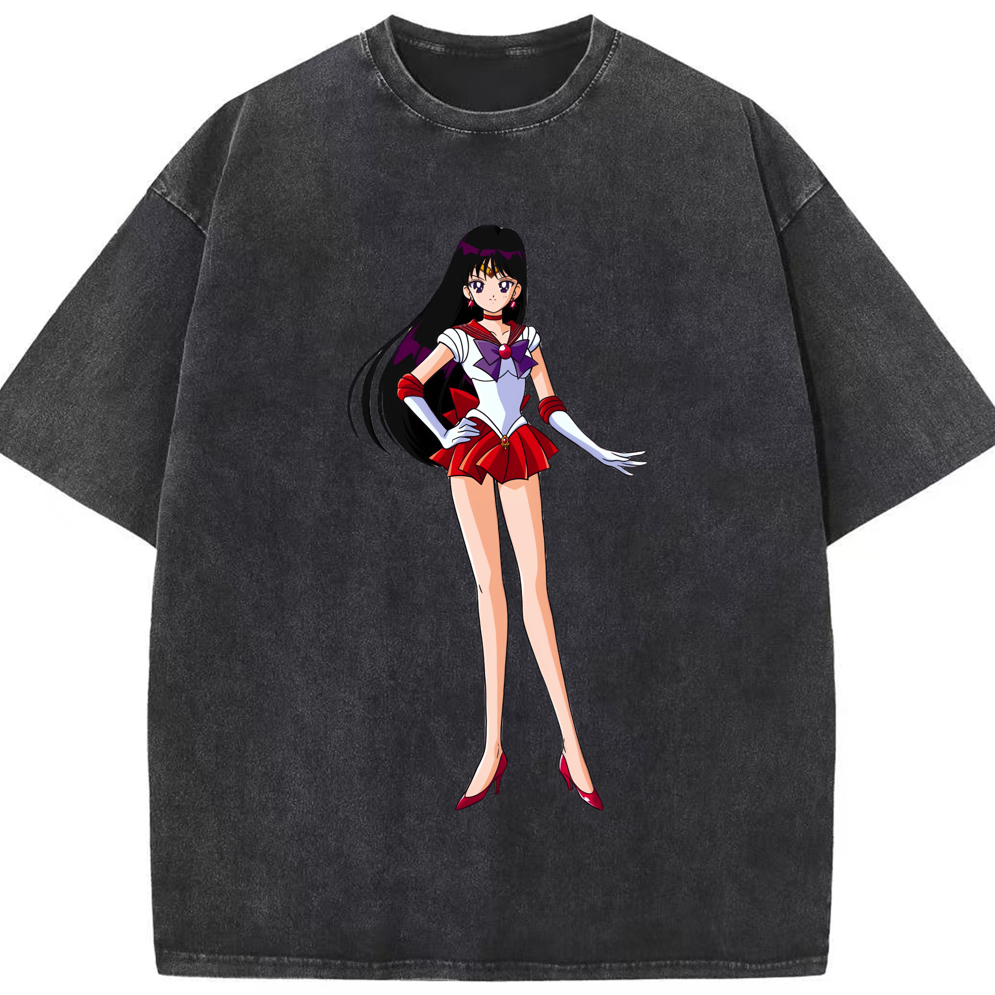 （画像用） 美少女戦士セーラームーン 火野レイ ひの レイ Sailor Moon Hino Rei （セーラーマーズ,Sailor Mars） 綿100% ヴィンテージ風 半袖Tシャツ（フロントプリント）