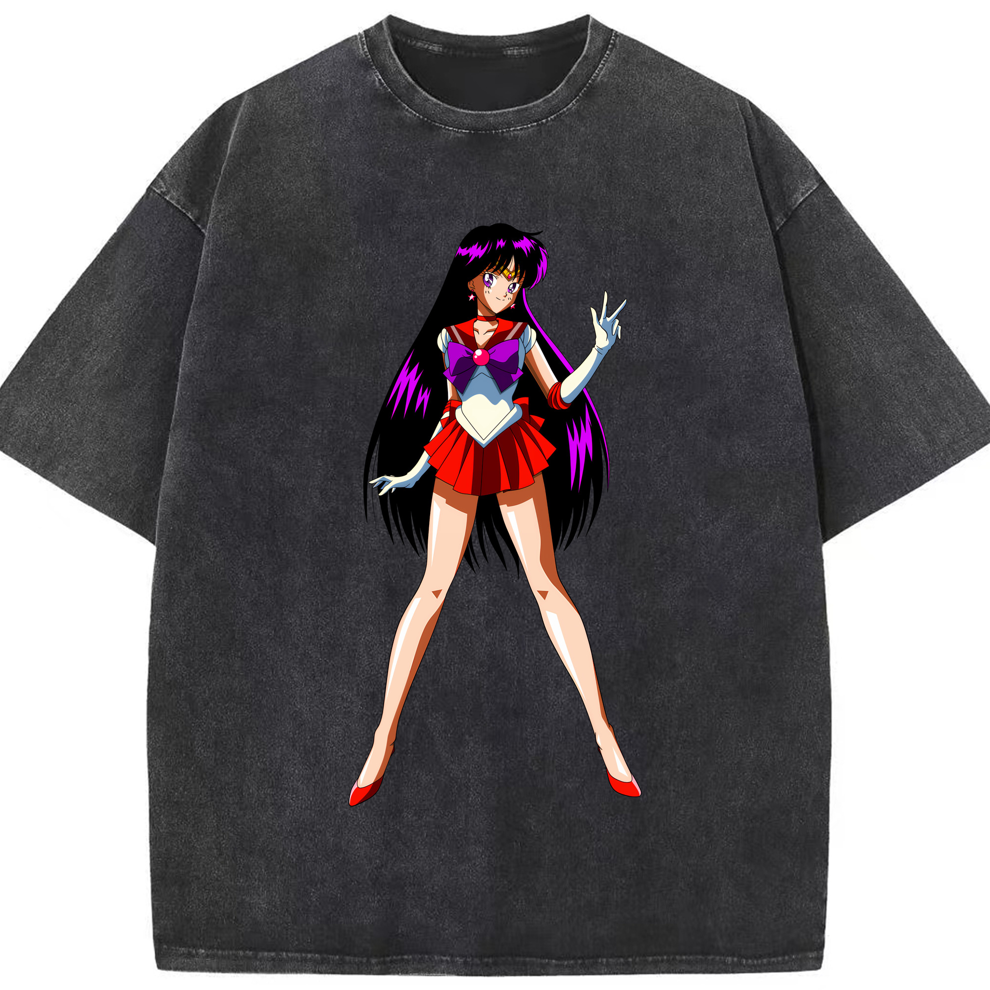 （画像用） 美少女戦士セーラームーン 火野レイ ひの レイ Sailor Moon Hino Rei （セーラーマーズ,Sailor Mars） 綿100% ヴィンテージ風 半袖Tシャツ（フロントプリント）