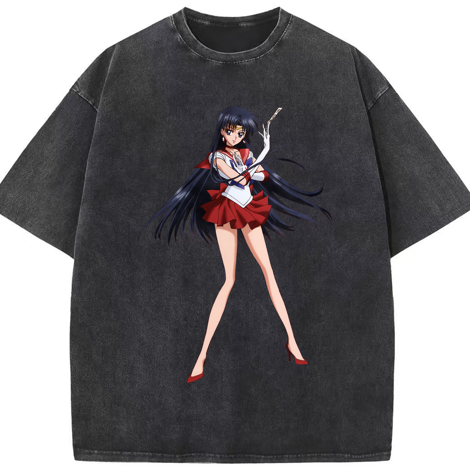 （画像用） 美少女戦士セーラームーン 火野レイ ひの レイ Sailor Moon Hino Rei （セーラーマーズ,Sailor Mars） 綿100% ヴィンテージ風 半袖Tシャツ（フロントプリント）