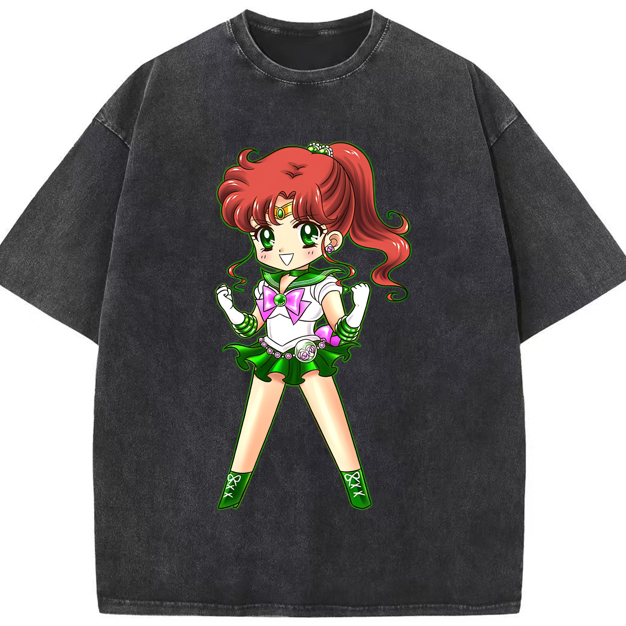 （画像用） 美少女戦士セーラームーン 木野 まこと きの まこと Sailor Moon Kino Makoto （セーラージュピター；Sailor Jupiter） 綿100% ヴィンテージ風 半袖Tシャツ（フロントプリント）