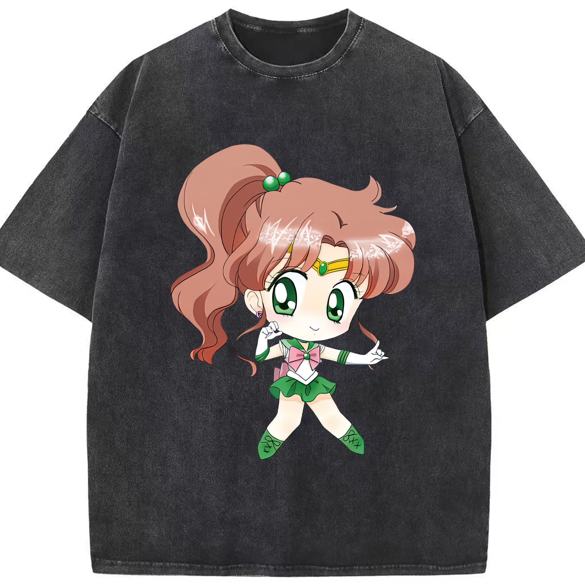 （画像用） 美少女戦士セーラームーン 木野 まこと きの まこと Sailor Moon Kino Makoto （セーラージュピター；Sailor Jupiter） 綿100% ヴィンテージ風 半袖Tシャツ（フロントプリント）