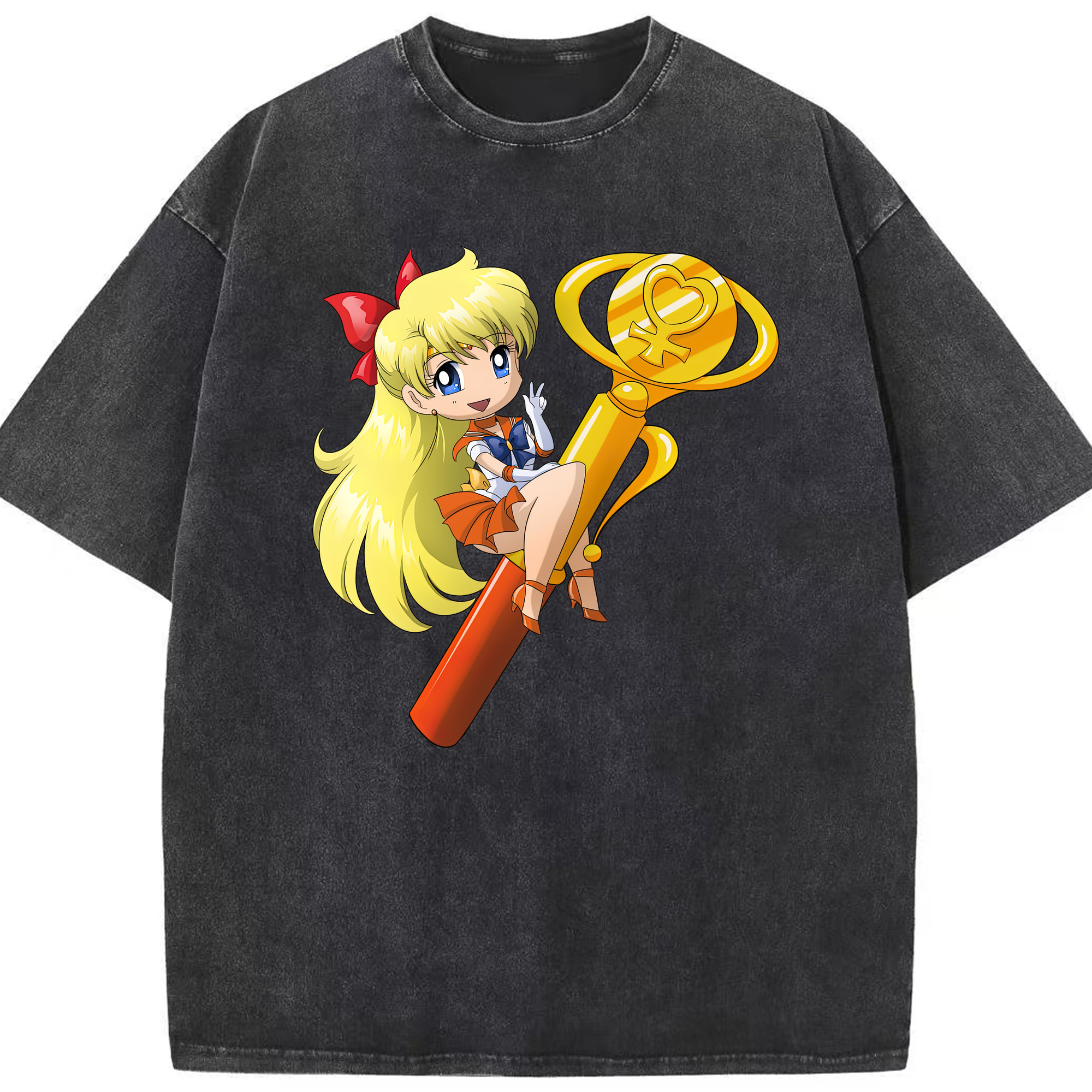 （画像用） 美少女戦士セーラームーン 愛野 美奈子 あいの みなこ Sailor Moon Aino Minako 綿100% ヴィンテージ風 半袖Tシャツ（フロントプリント）