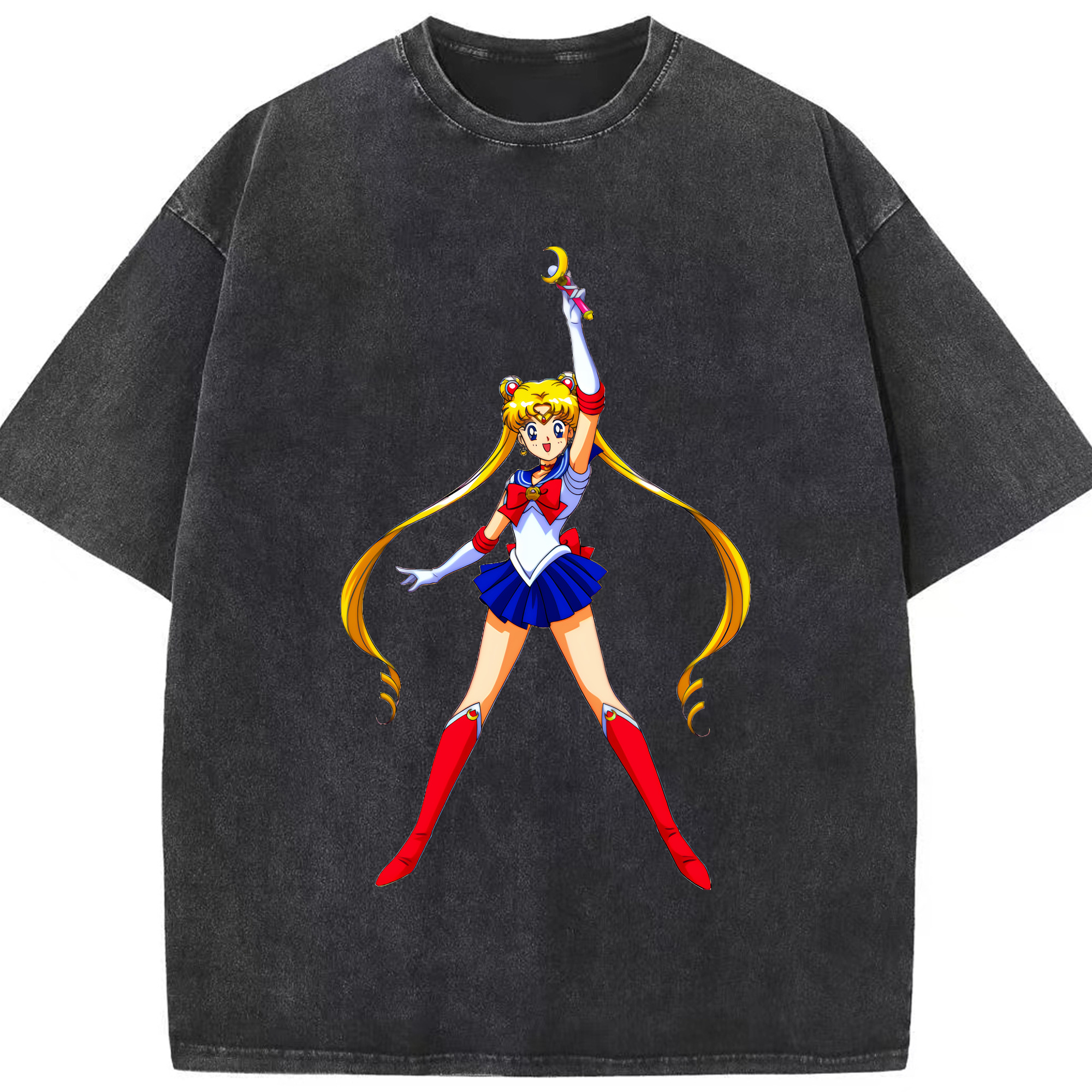 （画像用） 美少女戦士セーラームーン 月野 うさぎ つきの うさぎ Sailor Moon Tsukino Usagi 綿100% ヴィンテージ風 半袖Tシャツ（フロントプリント）