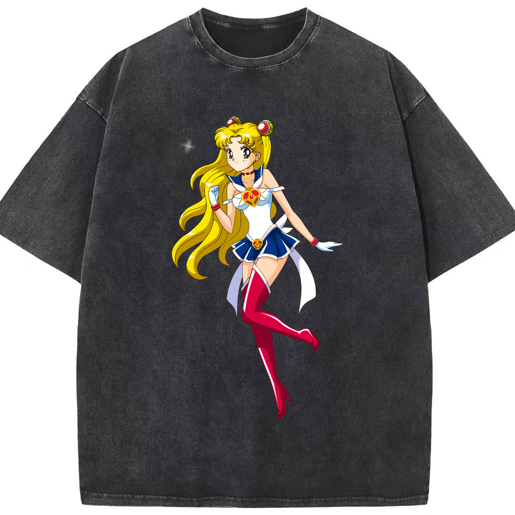 （画像用） 美少女戦士セーラームーン 月野 うさぎ つきの うさぎ Sailor Moon Tsukino Usagi 綿100% ヴィンテージ風 半袖Tシャツ（フロントプリント）