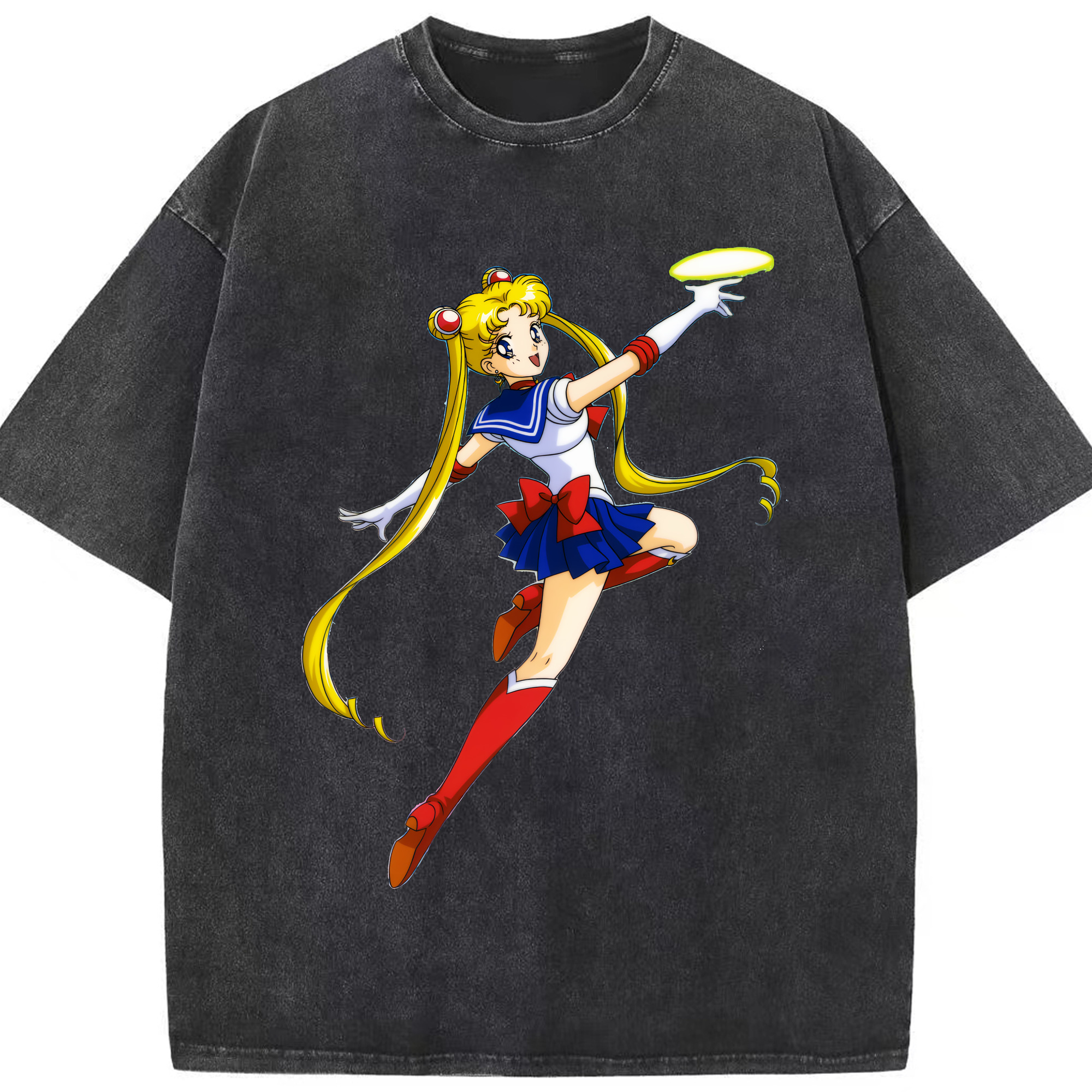 （画像用） 美少女戦士セーラームーン 月野 うさぎ つきの うさぎ Sailor Moon Tsukino Usagi 綿100% ヴィンテージ風 半袖Tシャツ（フロントプリント）