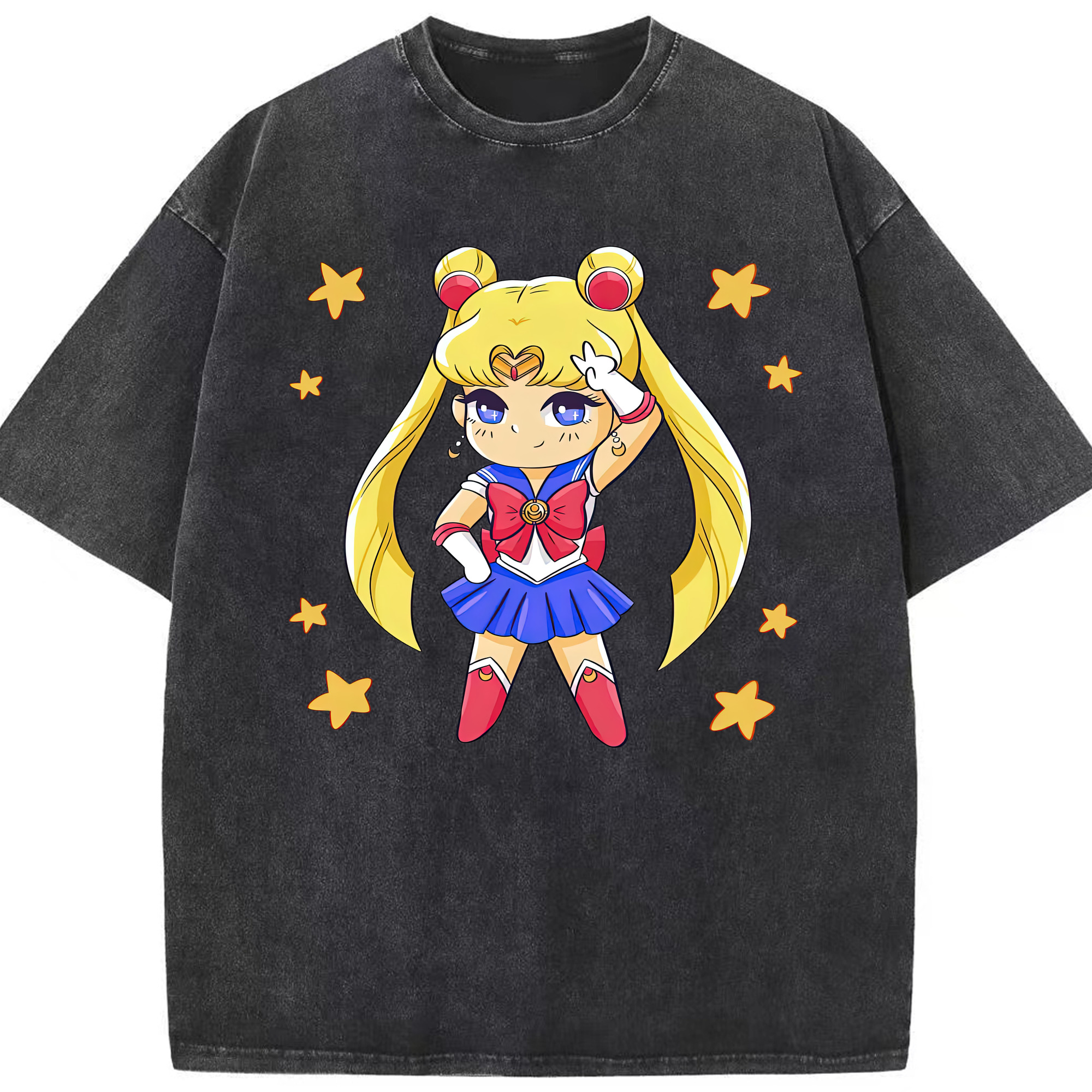 （画像用） 美少女戦士セーラームーン 月野 うさぎ つきの うさぎ Sailor Moon Tsukino Usagi 綿100% ヴィンテージ風 半袖Tシャツ（フロントプリント）