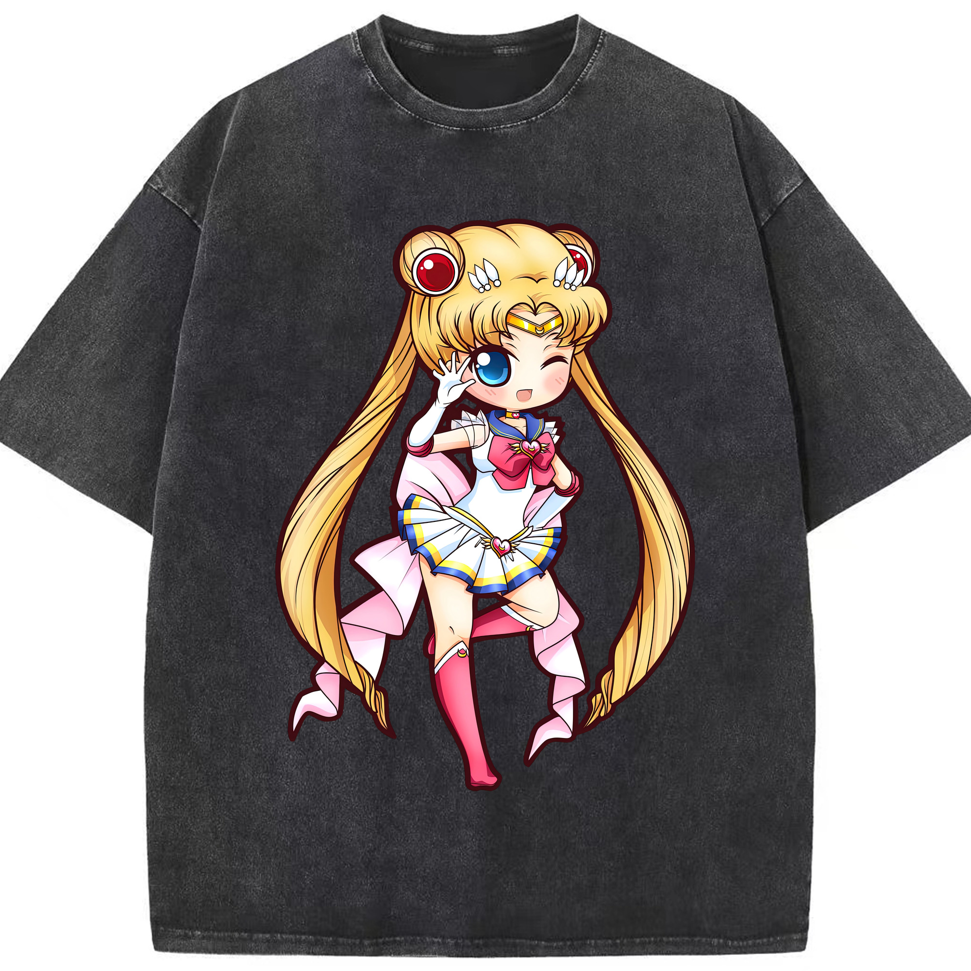 （画像用） 美少女戦士セーラームーン 月野 うさぎ つきの うさぎ Sailor Moon Tsukino Usagi 綿100% ヴィンテージ風 半袖Tシャツ（フロントプリント）