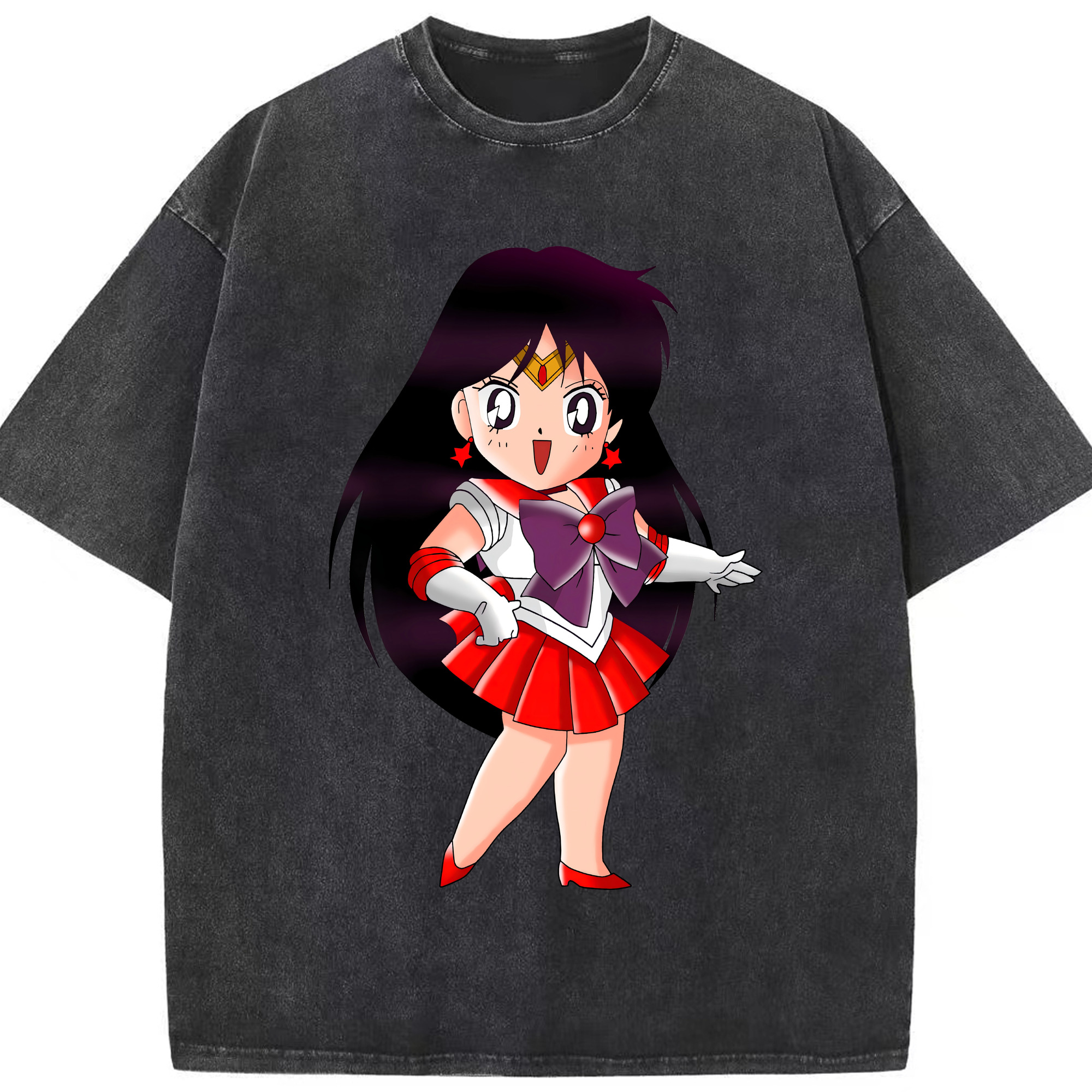 （画像用） 美少女戦士セーラームーン 火野レイ ひの レイ Sailor Moon Hino Rei （セーラーマーズ,Sailor Mars） 綿100% ヴィンテージ風 半袖Tシャツ（フロントプリント）