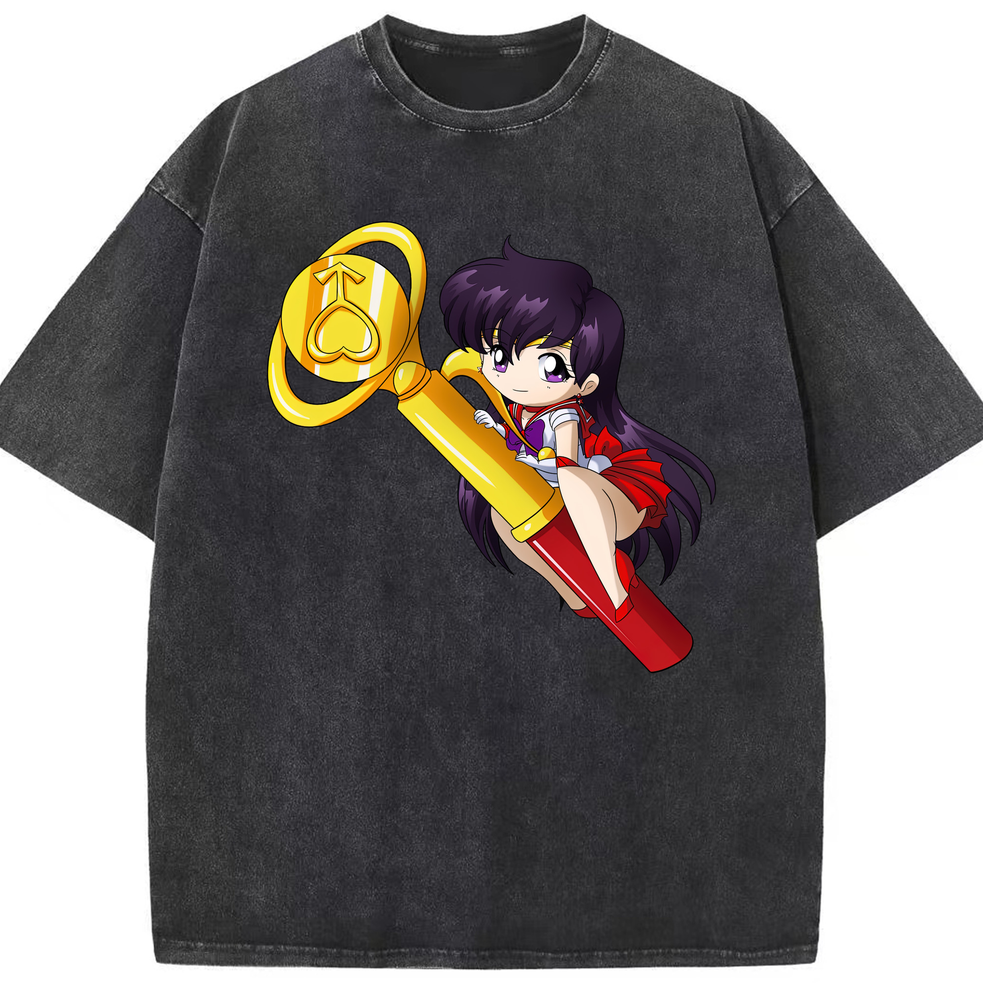 （画像用） 美少女戦士セーラームーン 火野レイ ひの レイ Sailor Moon Hino Rei （セーラーマーズ,Sailor Mars） 綿100% ヴィンテージ風 半袖Tシャツ（フロントプリント）