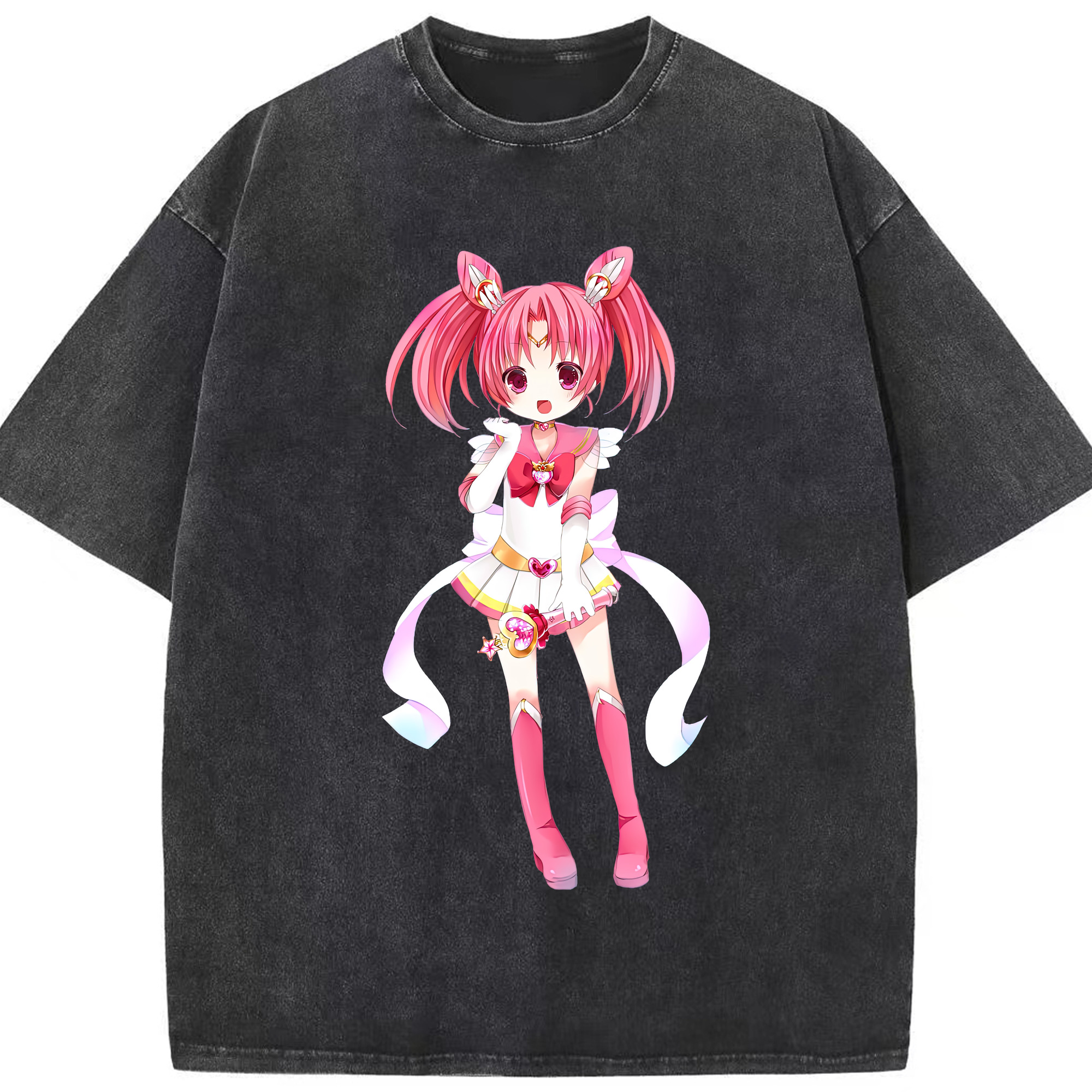 （画像用） 美少女戦士セーラームーン ちびうさ Sailor Moon Chibiusa Tsukino Usagi Small Lady Serenity 綿100% ヴィンテージ風 半袖Tシャツ（フロントプリント）