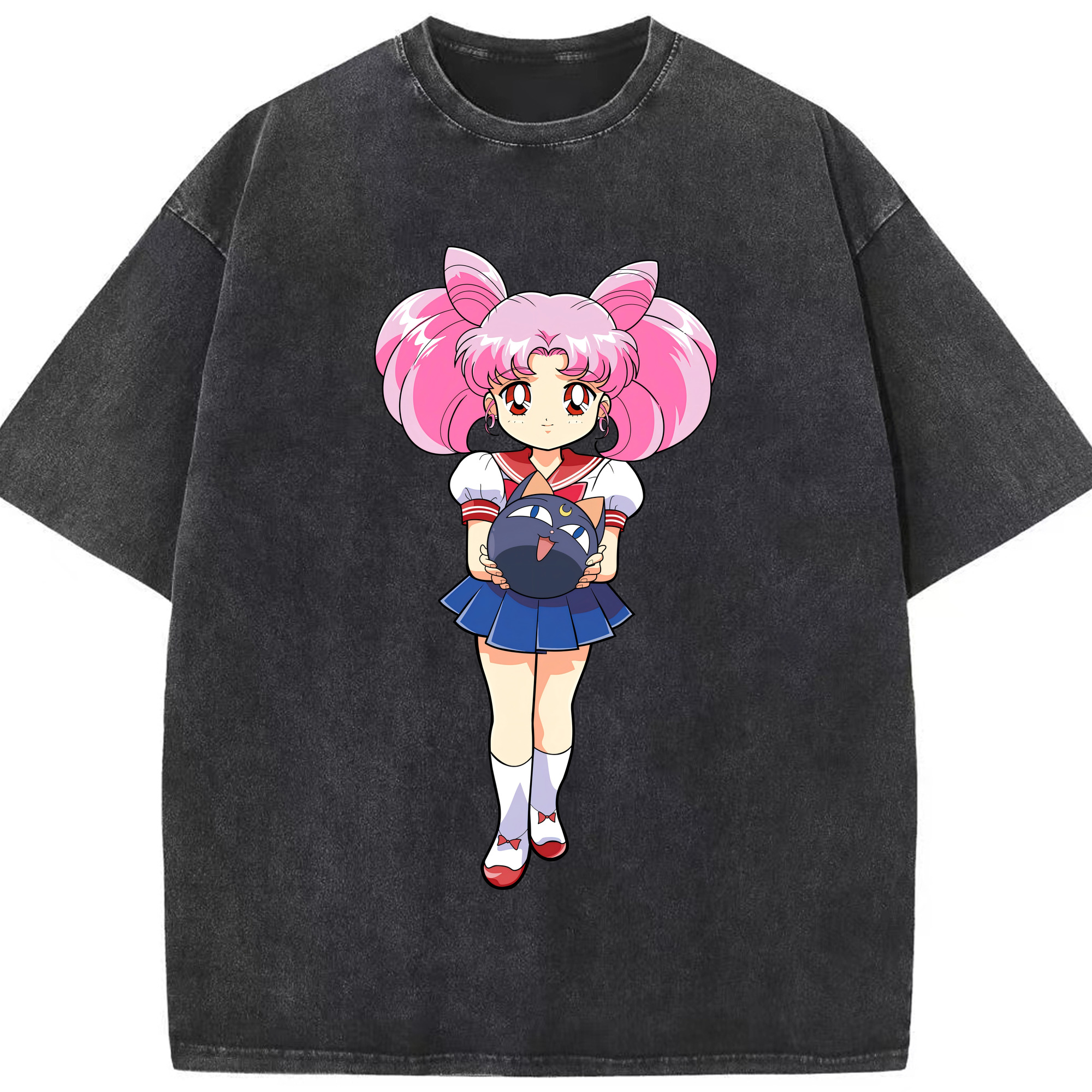 （画像用） 美少女戦士セーラームーン ちびうさ Sailor Moon Chibiusa Tsukino Usagi Small Lady Serenity 綿100% ヴィンテージ風 半袖Tシャツ（フロントプリント）