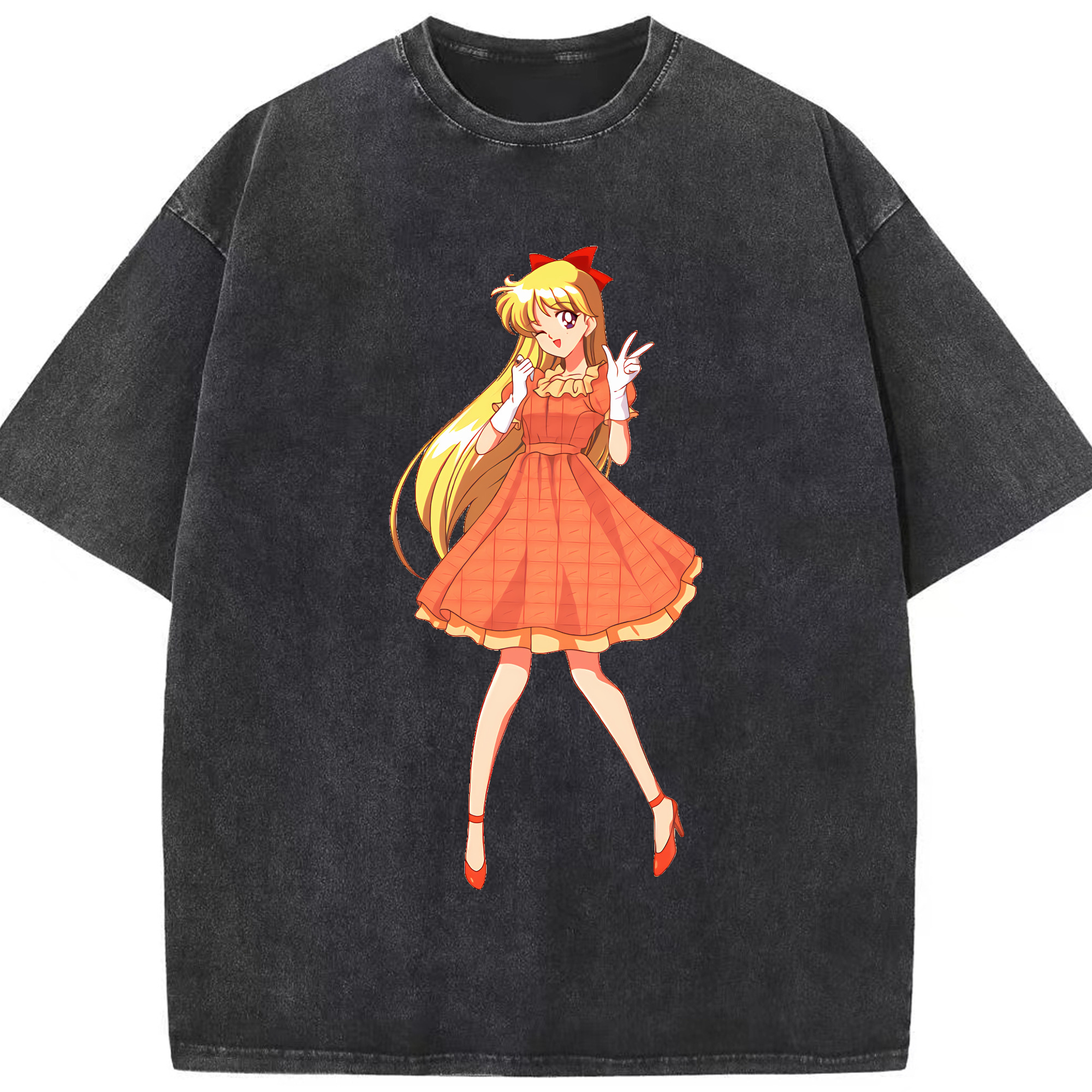 （画像用） 美少女戦士セーラームーン 愛野 美奈子 あいの みなこ Sailor Moon Aino Minako 綿100% ヴィンテージ風 半袖Tシャツ（フロントプリント）