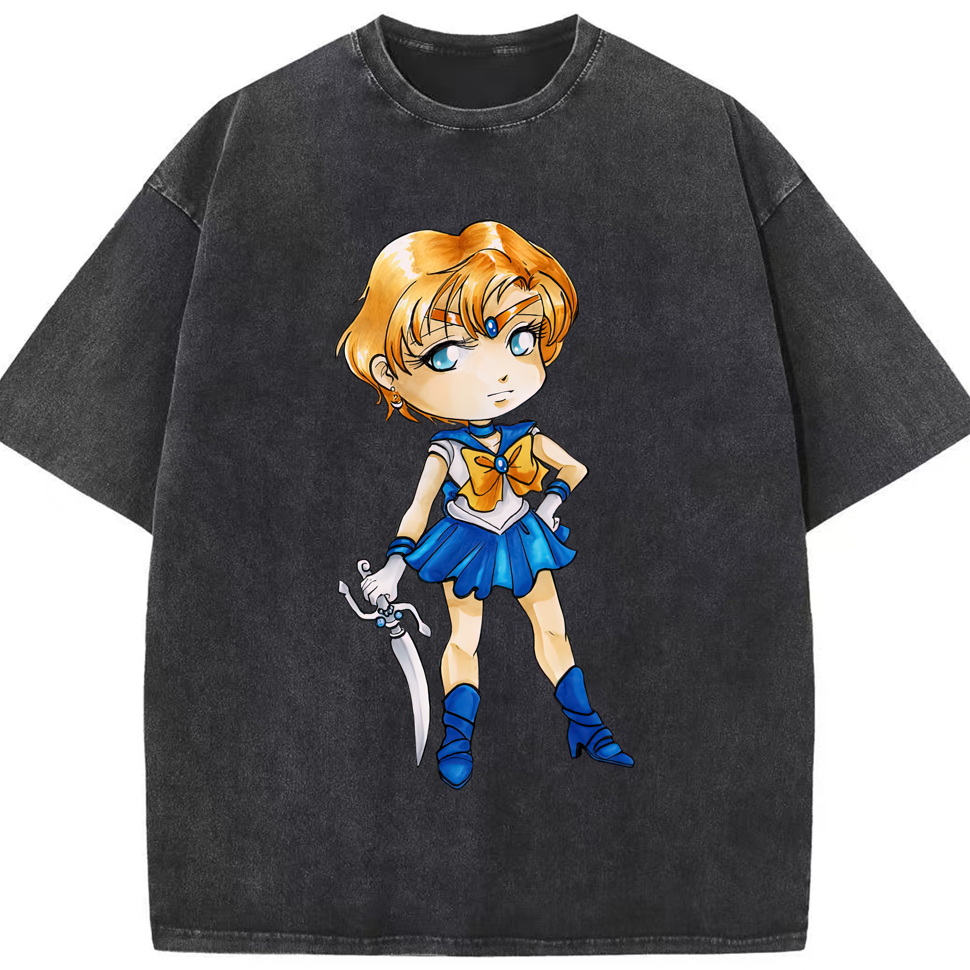 （画像用） 美少女戦士セーラームーン 天王はるか Sailor Moon Tenoh Haruka 綿100% ヴィンテージ風 半袖Tシャツ（フロントプリント）
