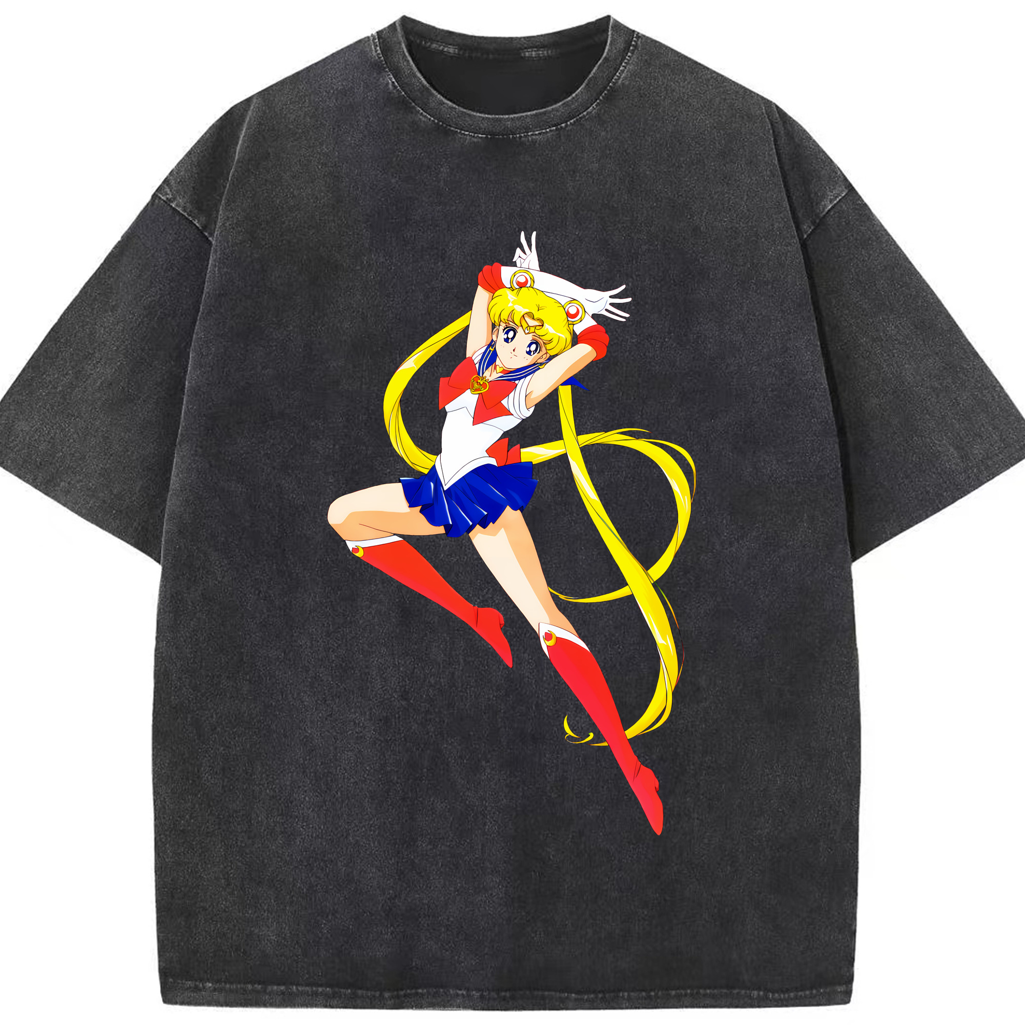 （画像用） 美少女戦士セーラームーン 月野 うさぎ つきの うさぎ Sailor Moon Tsukino Usagi 綿100% ヴィンテージ風 半袖Tシャツ（フロントプリント）