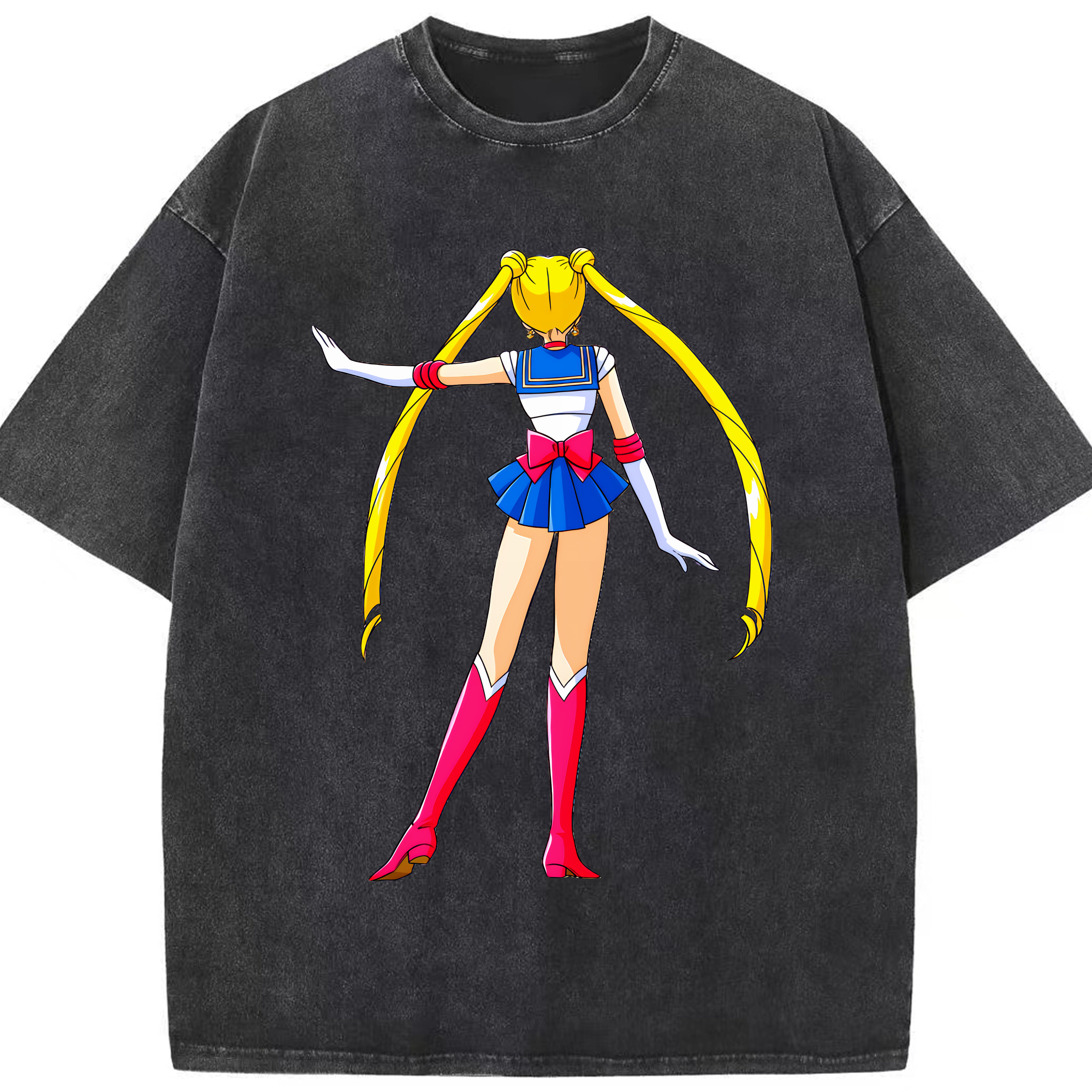（画像用） 美少女戦士セーラームーン 月野 うさぎ つきの うさぎ Sailor Moon Tsukino Usagi 綿100% ヴィンテージ風 半袖Tシャツ（フロントプリント）