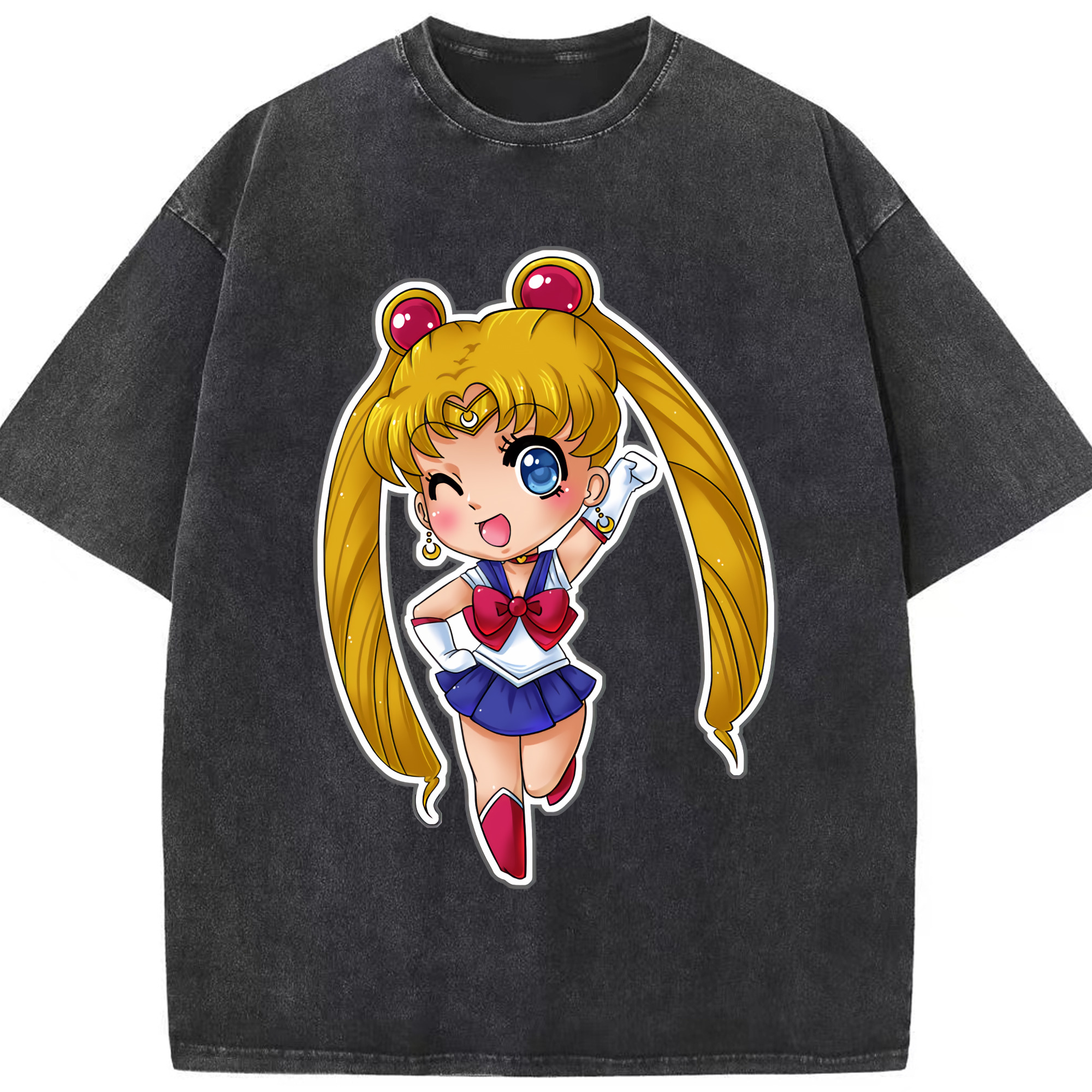 （画像用） 美少女戦士セーラームーン 月野 うさぎ つきの うさぎ Sailor Moon Tsukino Usagi 綿100% ヴィンテージ風 半袖Tシャツ（フロントプリント）