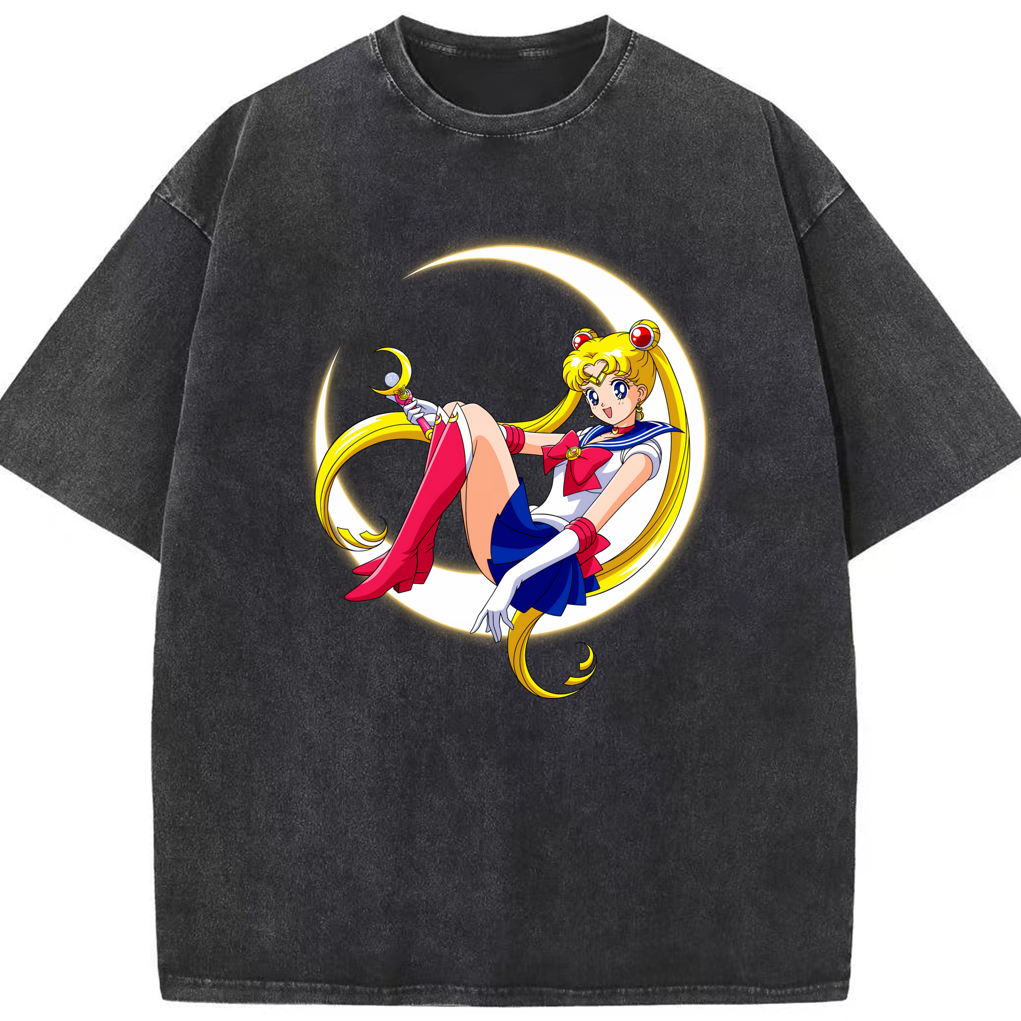（画像用） 美少女戦士セーラームーン 月野 うさぎ つきの うさぎ Sailor Moon Tsukino Usagi 綿100% ヴィンテージ風 半袖Tシャツ（フロントプリント）