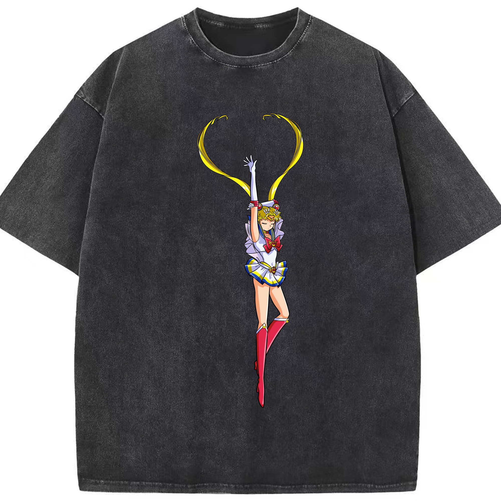 （画像用） 美少女戦士セーラームーン 月野 うさぎ つきの うさぎ Sailor Moon Tsukino Usagi 綿100% ヴィンテージ風 半袖Tシャツ（フロントプリント）