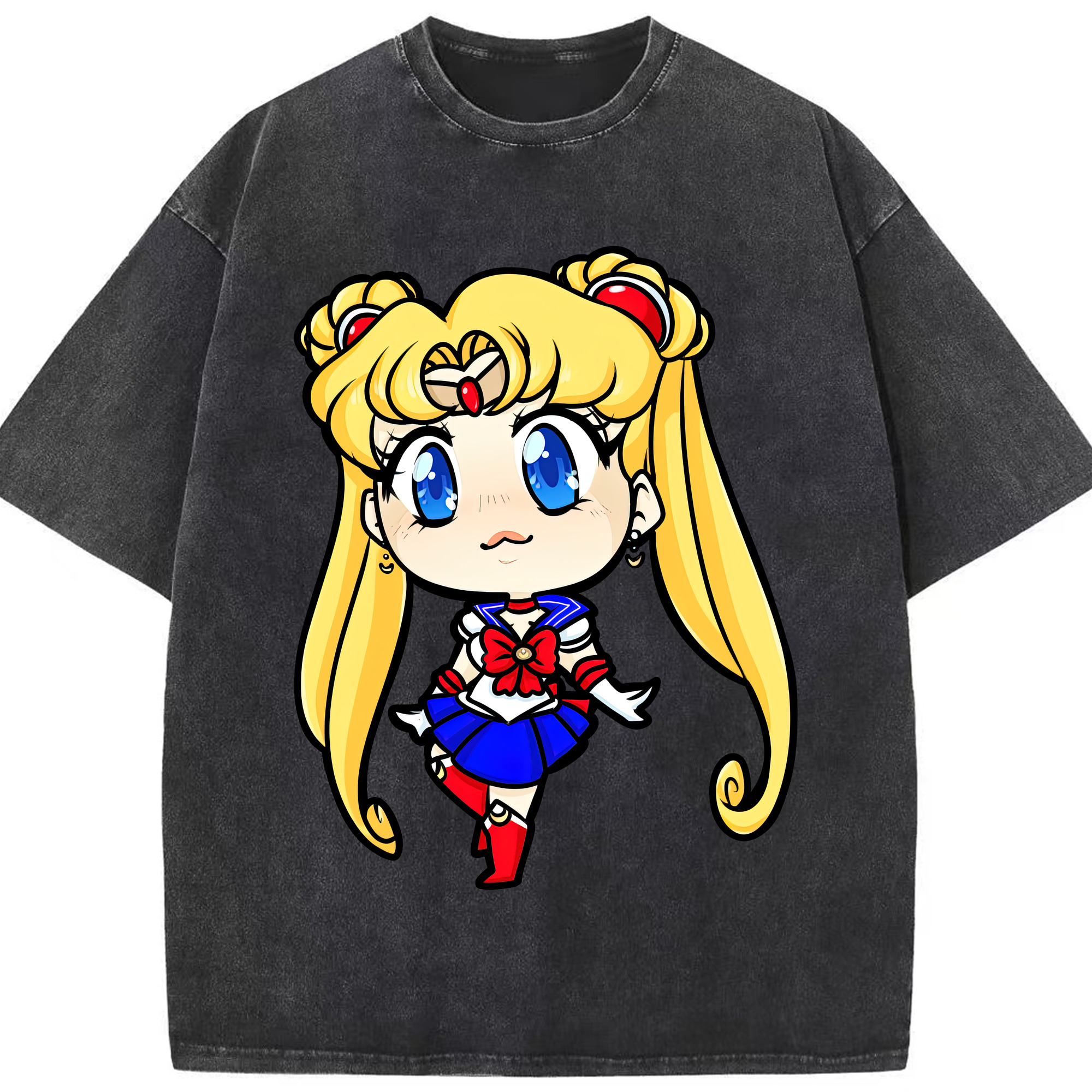 （画像用） 美少女戦士セーラームーン 月野 うさぎ つきの うさぎ Sailor Moon Tsukino Usagi 綿100% ヴィンテージ風 半袖Tシャツ（フロントプリント）