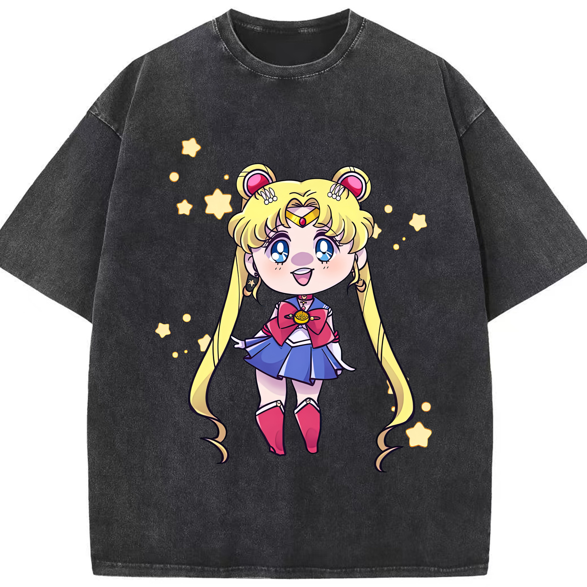（画像用） 美少女戦士セーラームーン 月野 うさぎ つきの うさぎ Sailor Moon Tsukino Usagi 綿100% ヴィンテージ風 半袖Tシャツ（フロントプリント）
