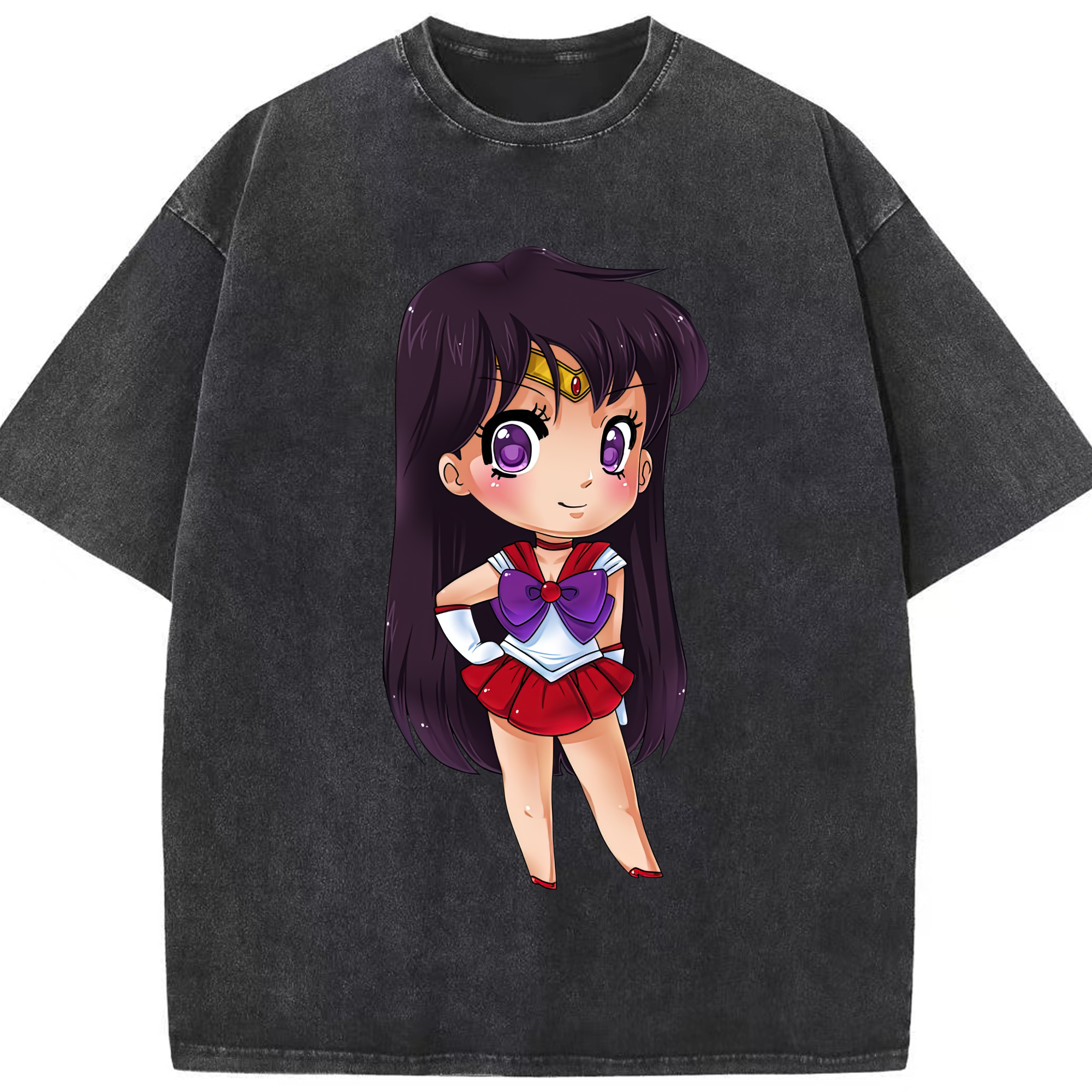 （画像用） 美少女戦士セーラームーン 火野レイ ひの レイ Sailor Moon Hino Rei （セーラーマーズ,Sailor Mars） 綿100% ヴィンテージ風 半袖Tシャツ（フロントプリント）