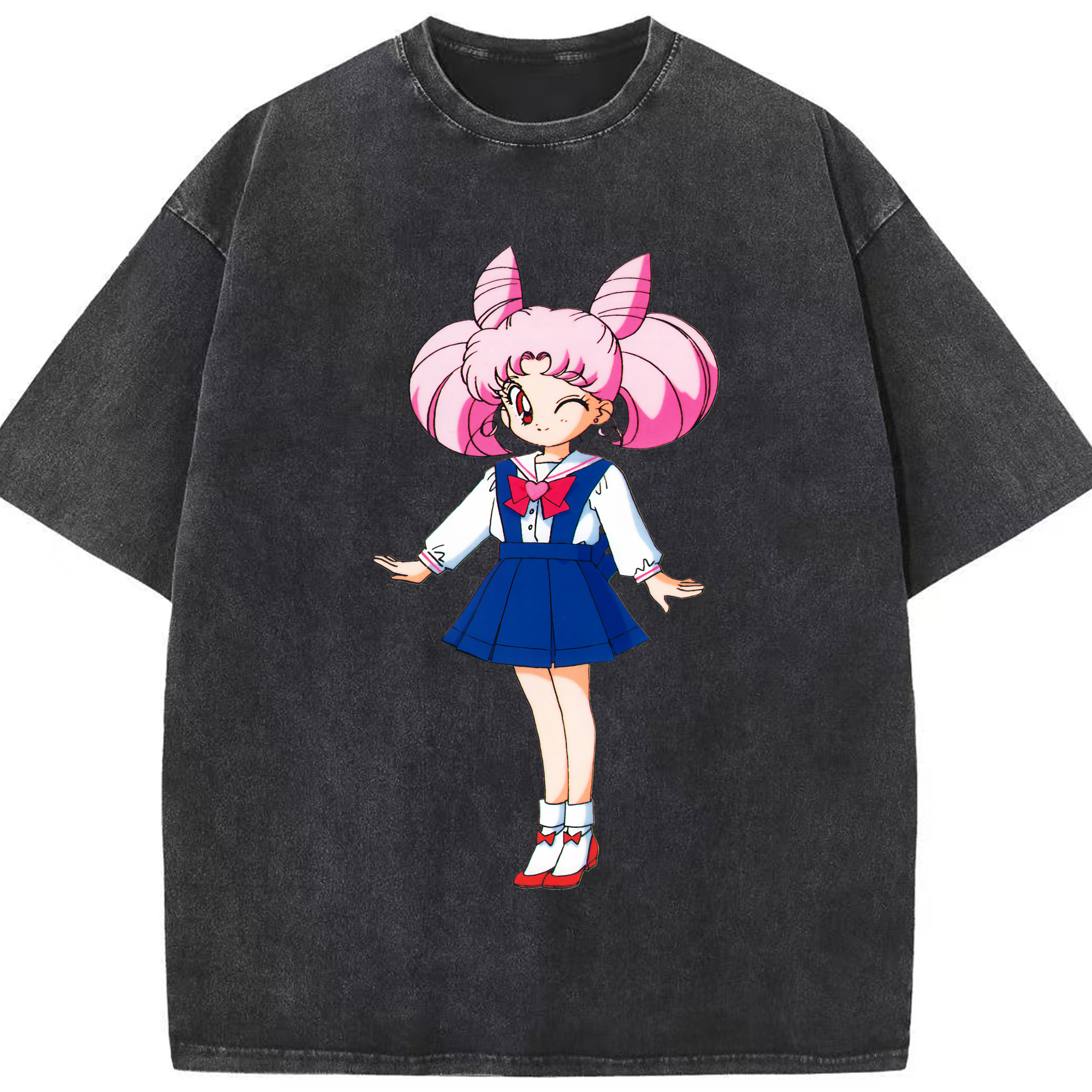 （画像用） 美少女戦士セーラームーン ちびうさ Sailor Moon Chibiusa Tsukino Usagi Small Lady Serenity 綿100% ヴィンテージ風 半袖Tシャツ（フロントプリント）
