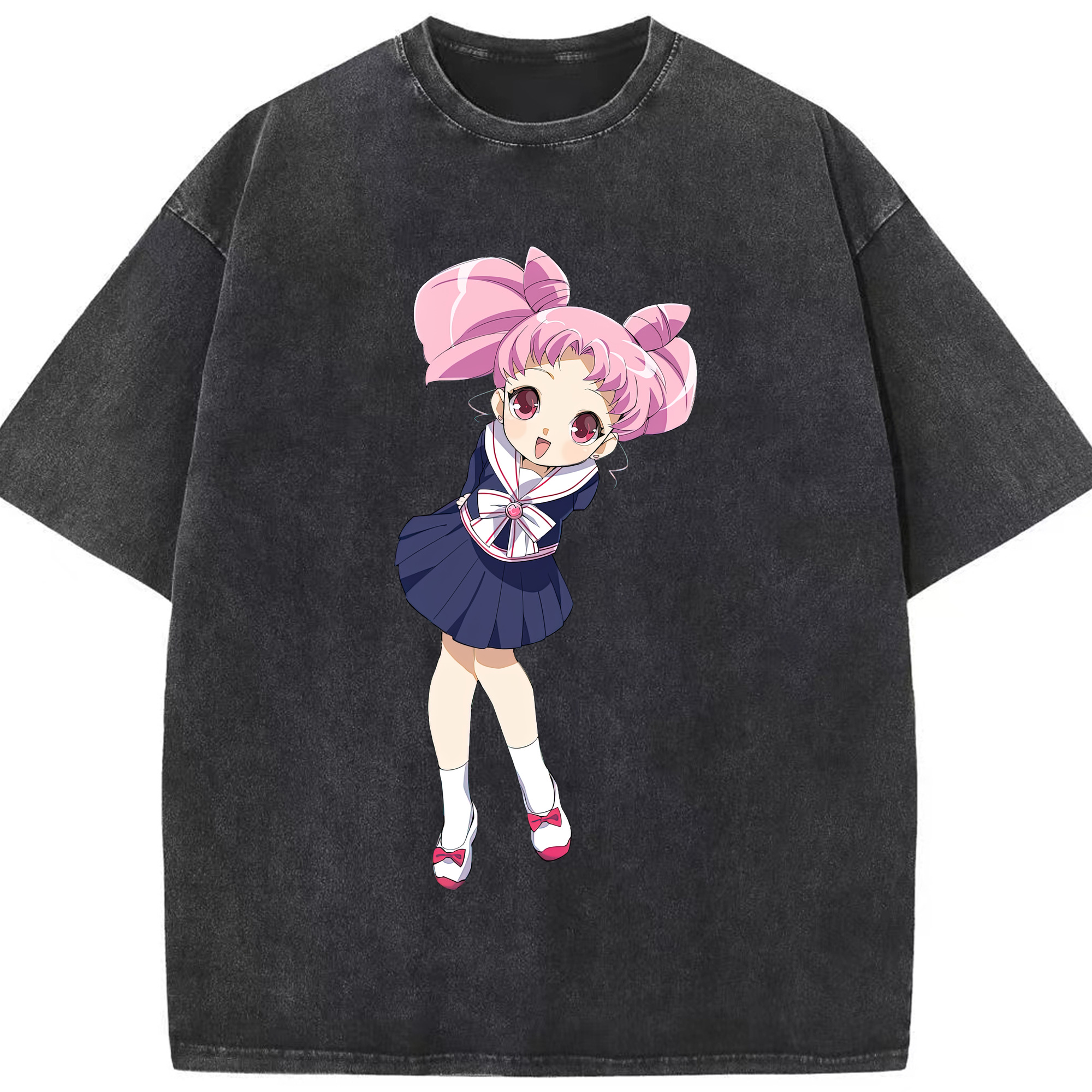 （画像用） 美少女戦士セーラームーン ちびうさ Sailor Moon Chibiusa Tsukino Usagi Small Lady Serenity 綿100% ヴィンテージ風 半袖Tシャツ（フロントプリント）