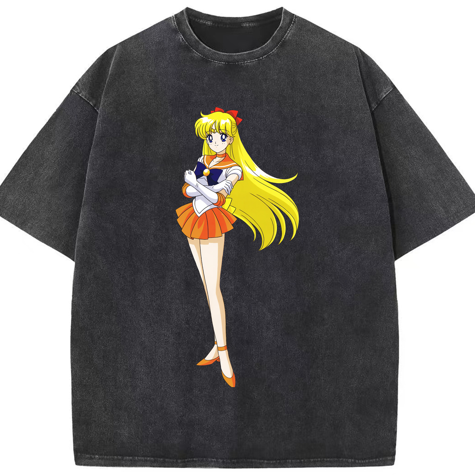 （画像用） 美少女戦士セーラームーン 愛野 美奈子 あいの みなこ Sailor Moon Aino Minako 綿100% ヴィンテージ風 半袖Tシャツ（フロントプリント）