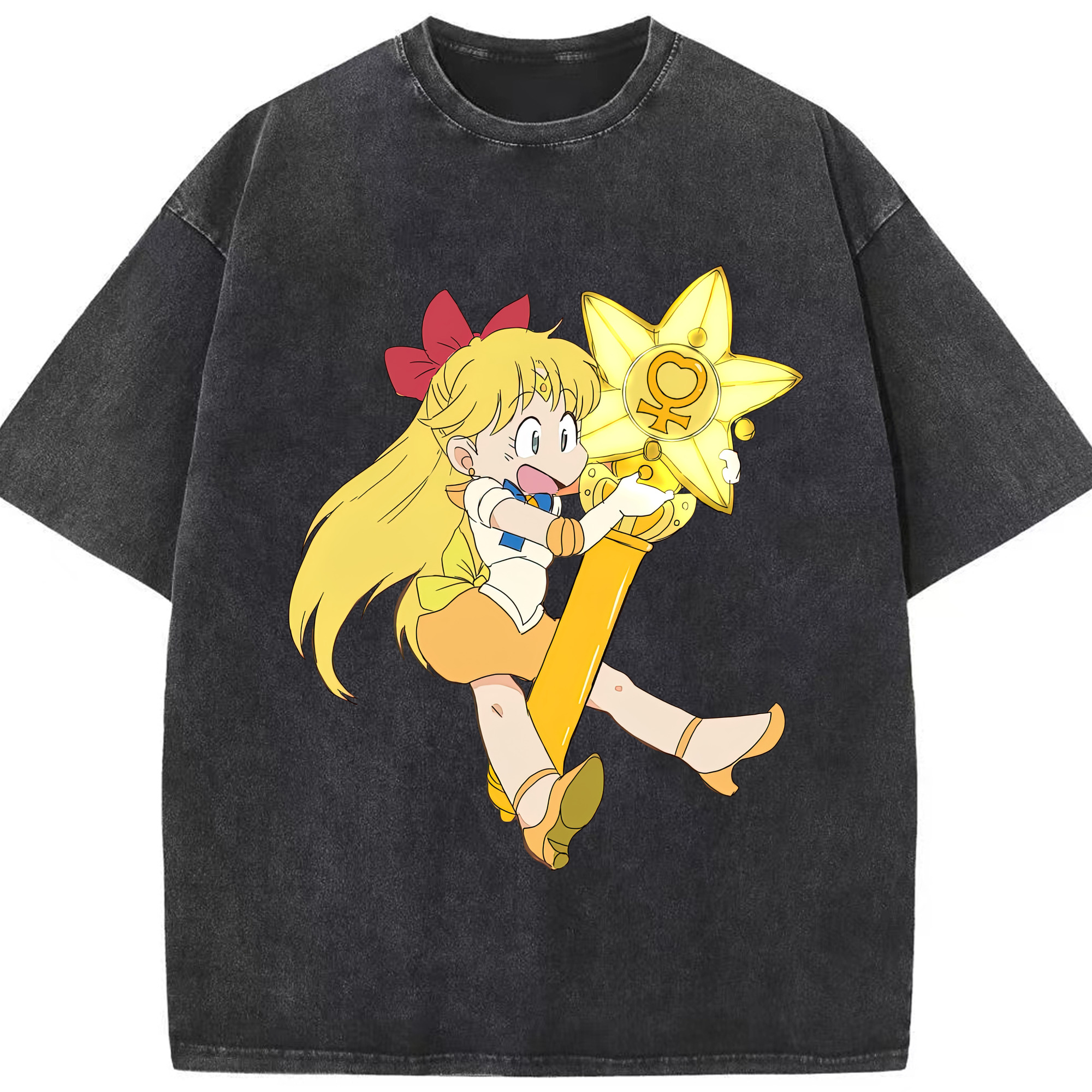 （画像用） 美少女戦士セーラームーン 愛野 美奈子 あいの みなこ Sailor Moon Aino Minako 綿100% ヴィンテージ風 半袖Tシャツ（フロントプリント）