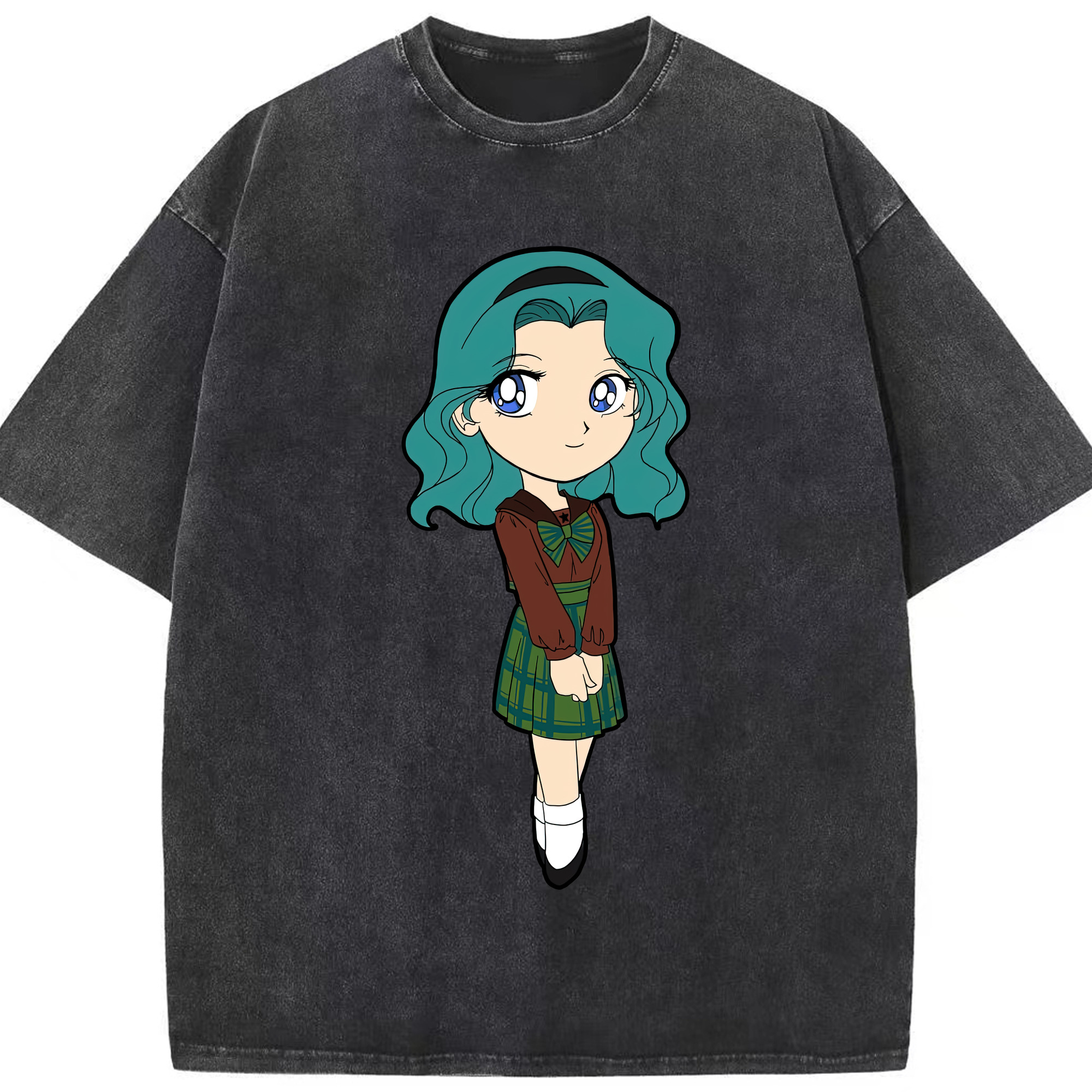 （画像用） 美少女戦士セーラームーン 海王 みちる（かいおう みちる） Sailor Moon Kaiou Michiru 綿100% ヴィンテージ風 半袖Tシャツ（フロントプリント）