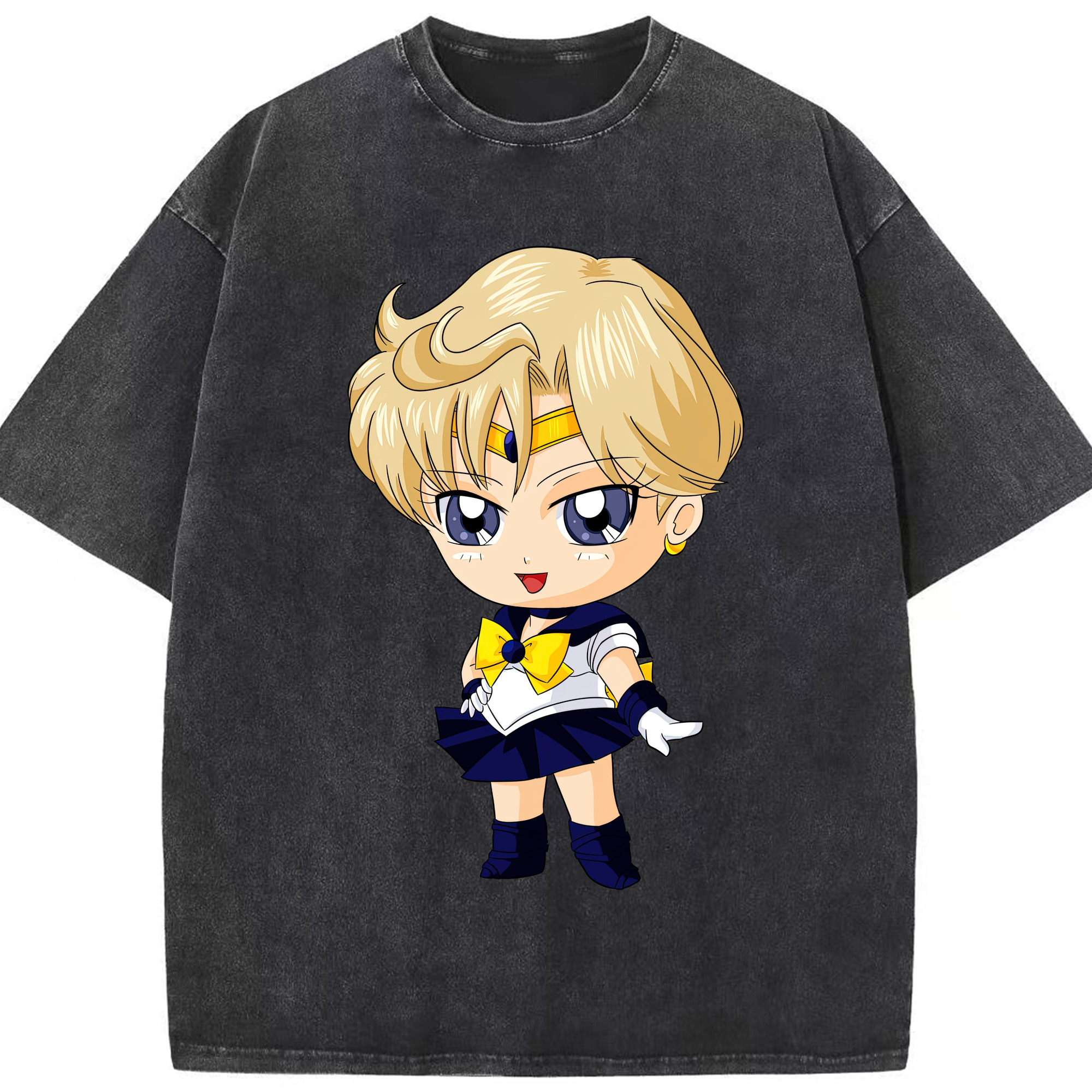 （画像用） 美少女戦士セーラームーン 天王はるか Sailor Moon Tenoh Haruka 綿100% ヴィンテージ風 半袖Tシャツ（フロントプリント）