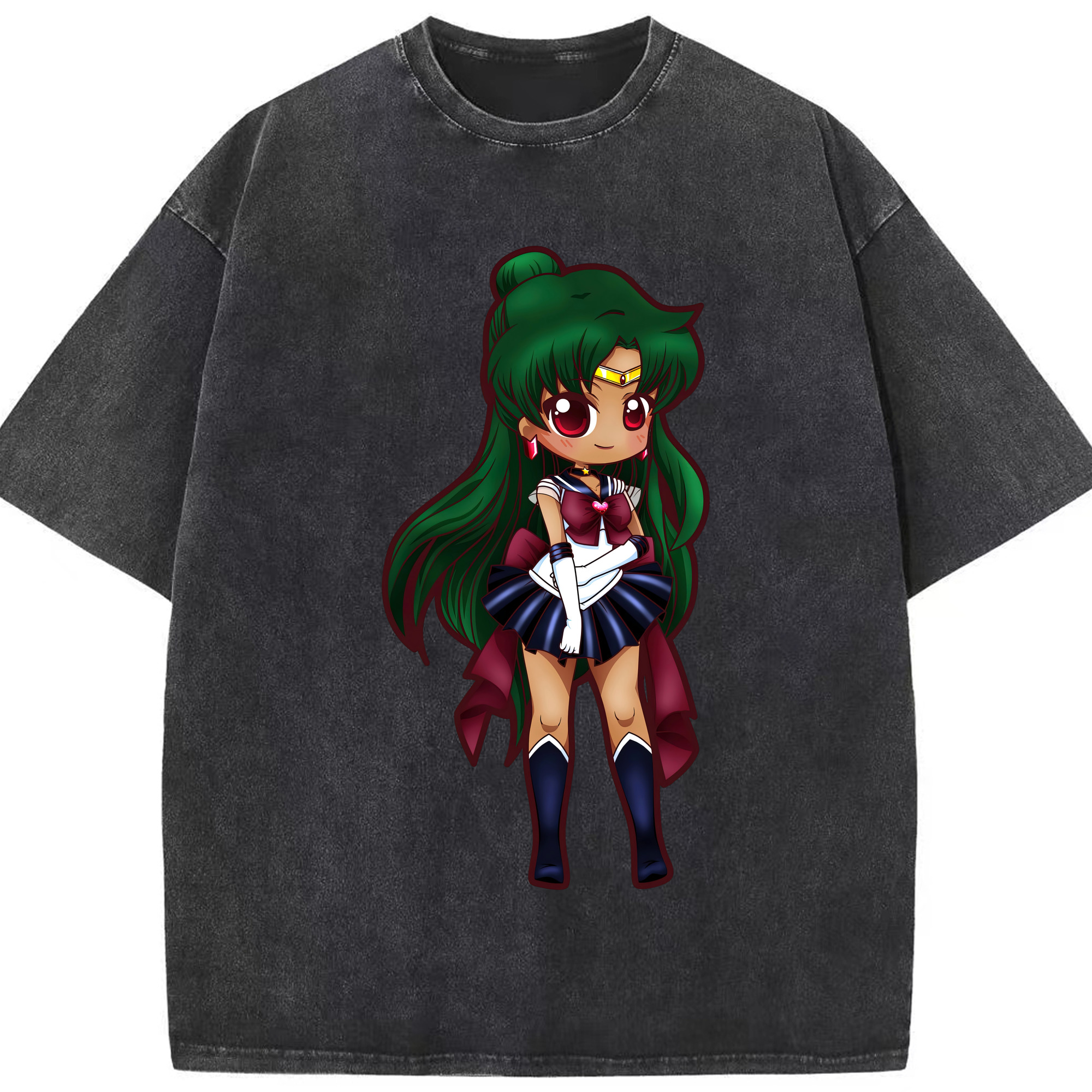 （画像用） 美少女戦士セーラームーン 冥王せつな Sailor Moon Meiou Setsuna 綿100% ヴィンテージ風 半袖Tシャツ（フロントプリント）