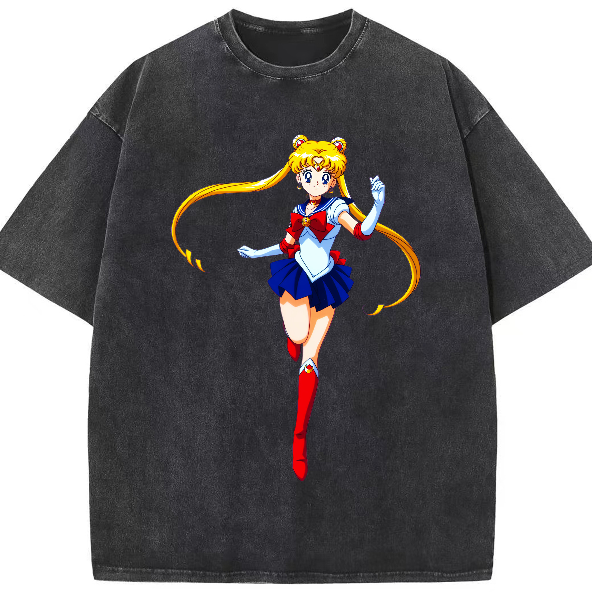 （画像用） 美少女戦士セーラームーン 月野 うさぎ つきの うさぎ Sailor Moon Tsukino Usagi 綿100% ヴィンテージ風 半袖Tシャツ（フロントプリント）