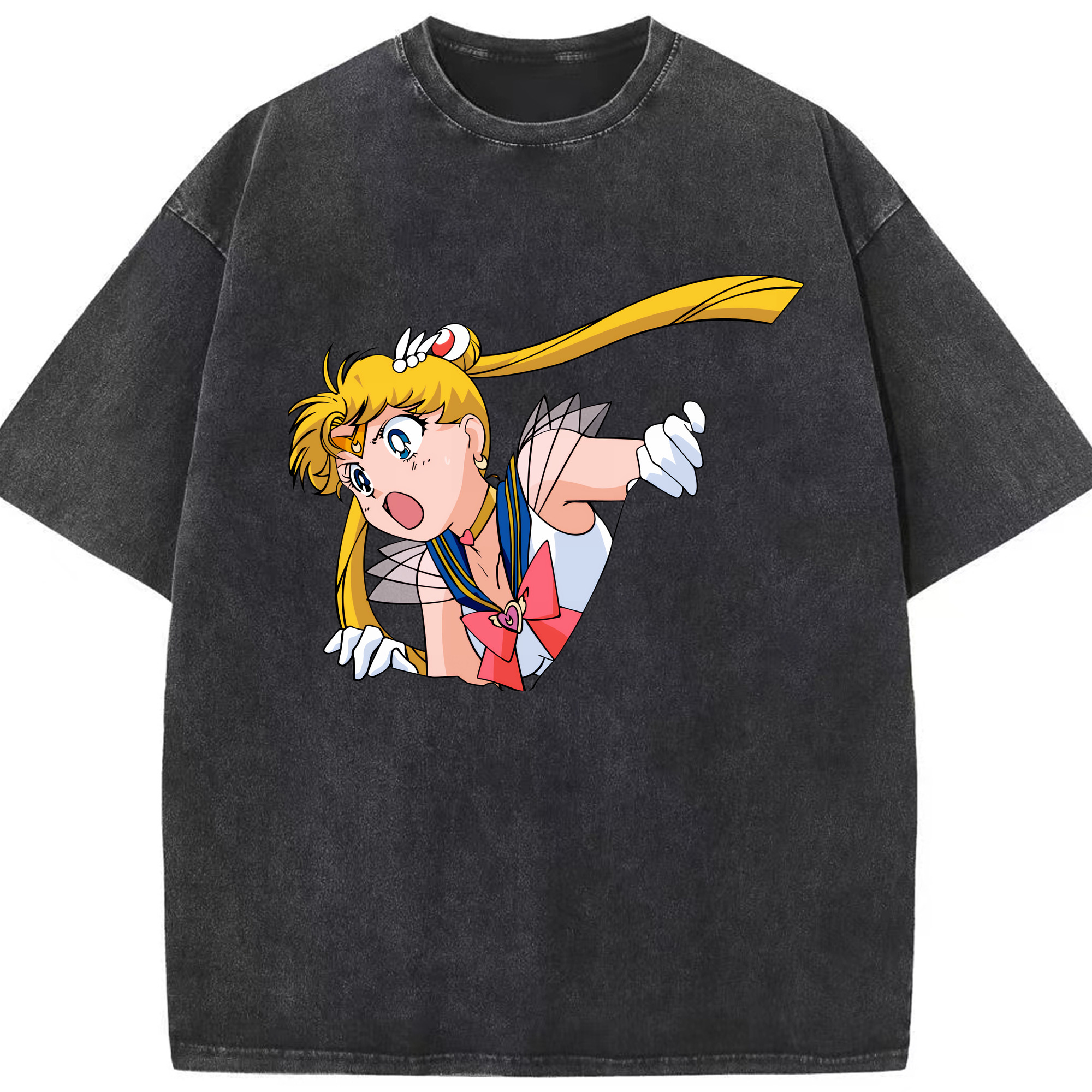 （画像用） 美少女戦士セーラームーン 月野 うさぎ つきの うさぎ Sailor Moon Tsukino Usagi 綿100% ヴィンテージ風 半袖Tシャツ（フロントプリント）