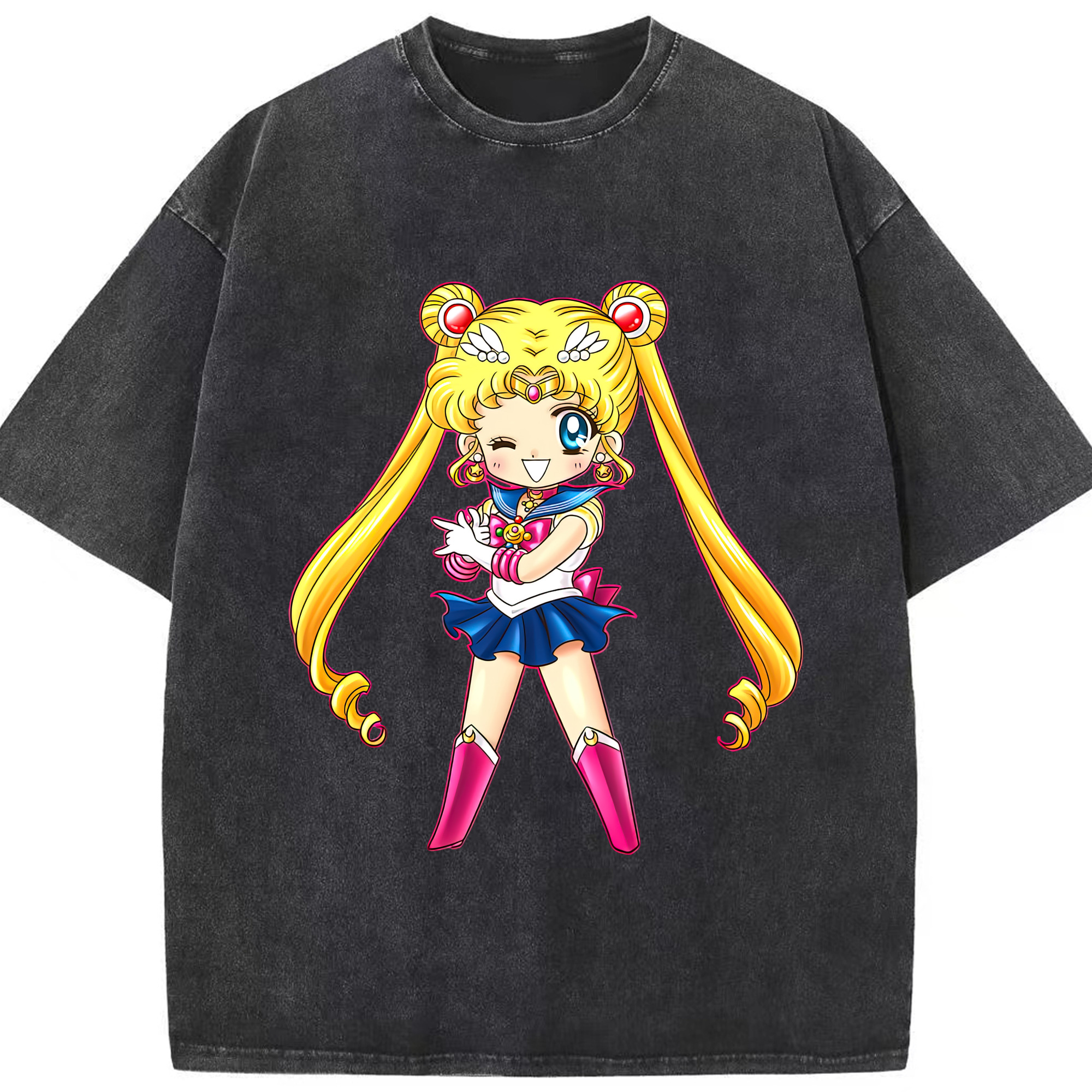 （画像用） 美少女戦士セーラームーン 月野 うさぎ つきの うさぎ Sailor Moon Tsukino Usagi 綿100% ヴィンテージ風 半袖Tシャツ（フロントプリント）